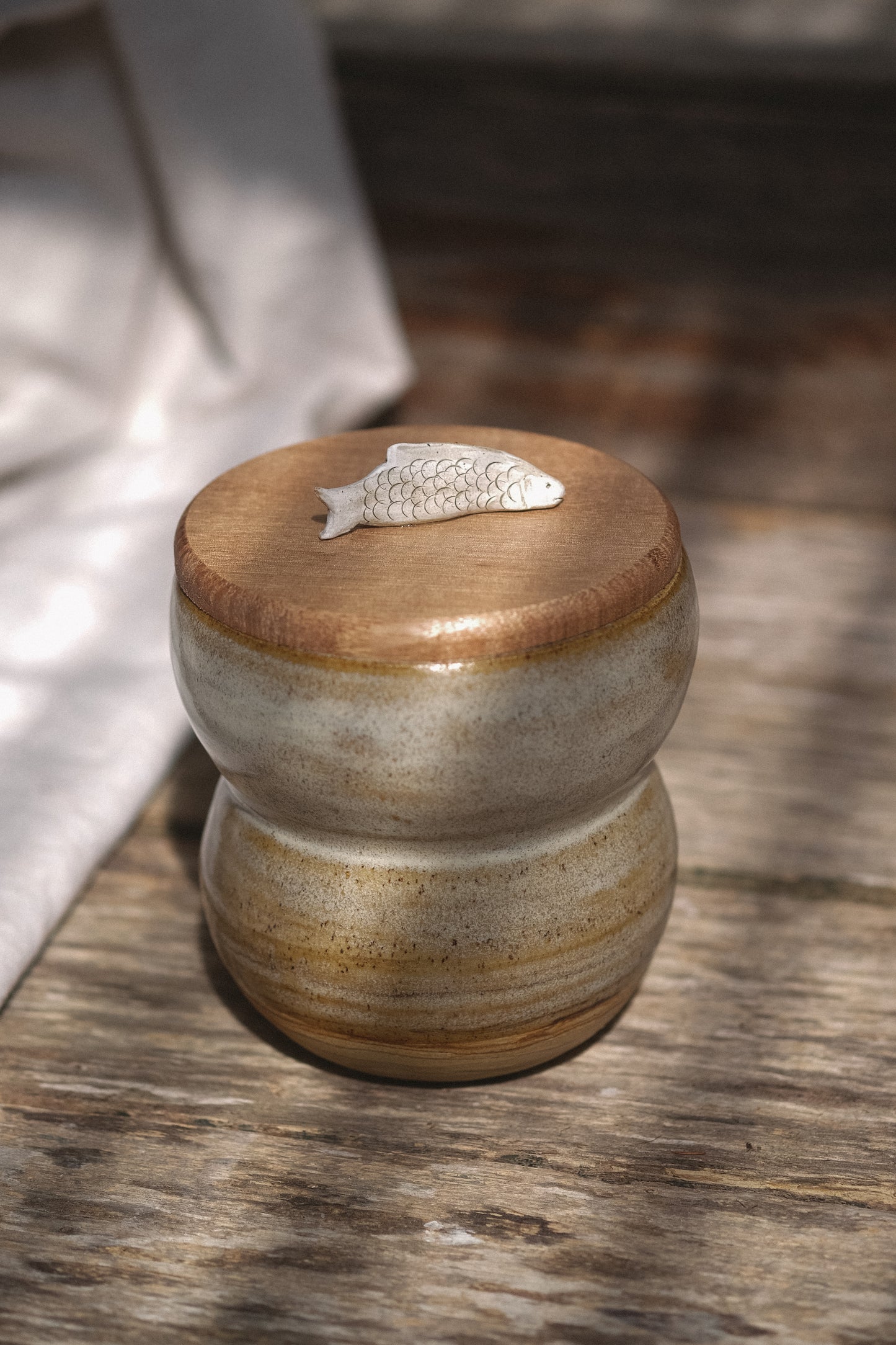 Fish Creature Jar with Tas Oak Lid