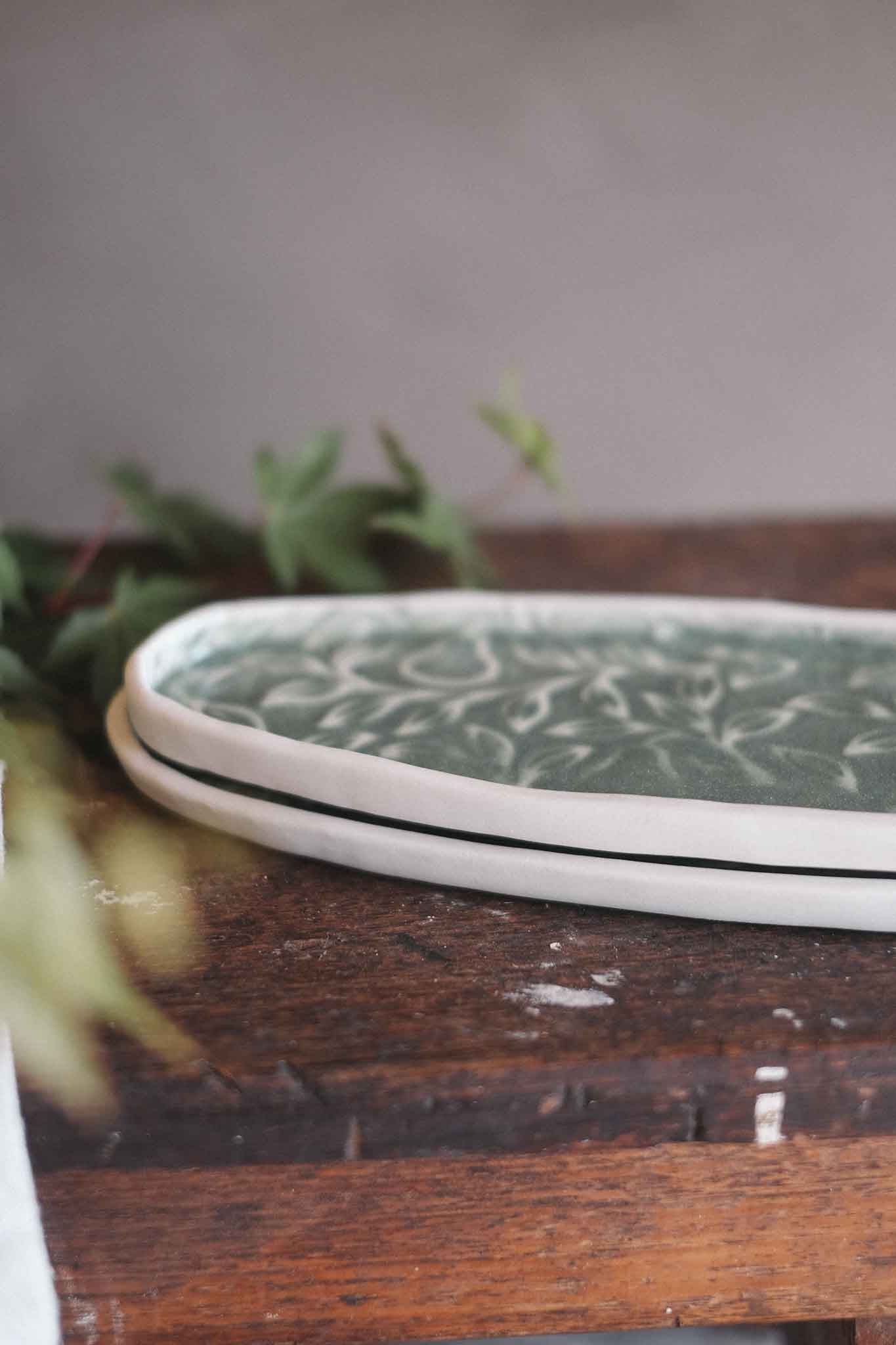 Floral Pattern Oblong Dish