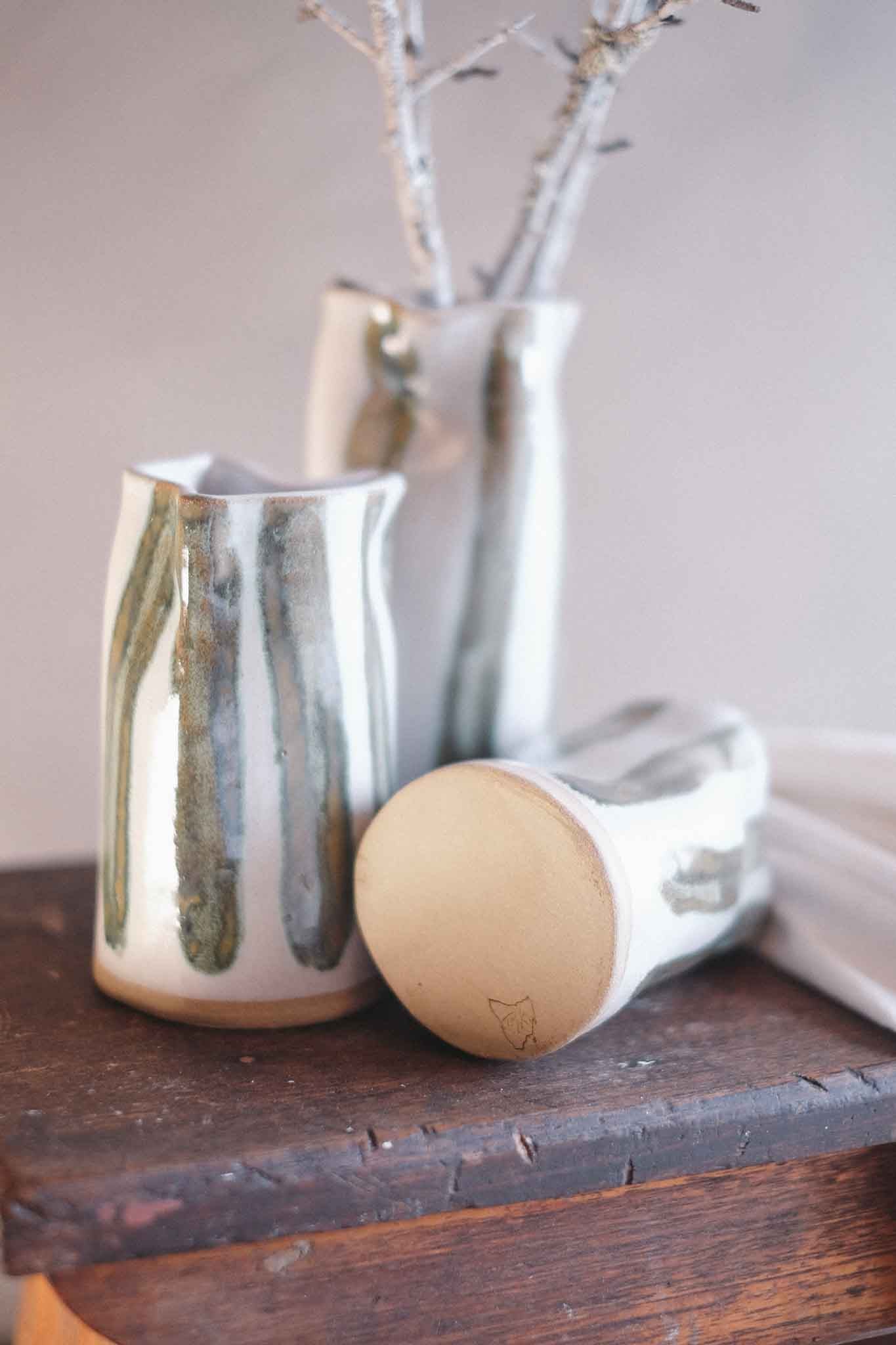 Seaweed Stripe Wabi-Sabi Vase — Medium 14cm x 8cm