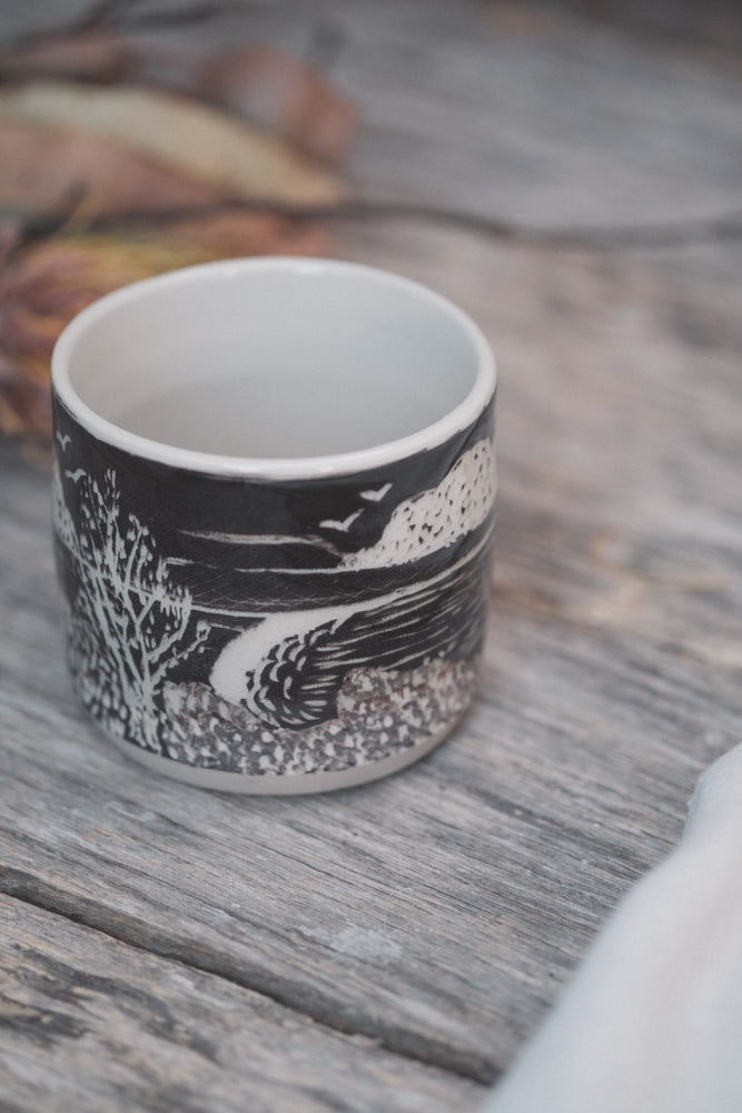 Carved Coastal Scene Latte Cup