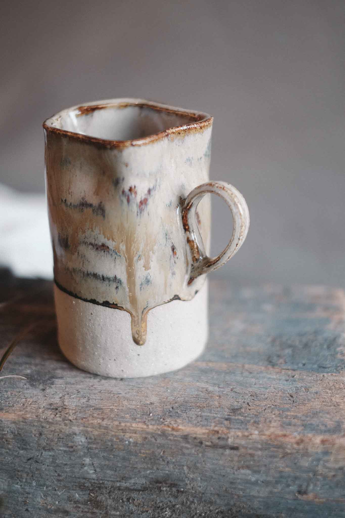 Handled Ruffle Vase — Wabi-Sabi Milk Jug Form — Medium