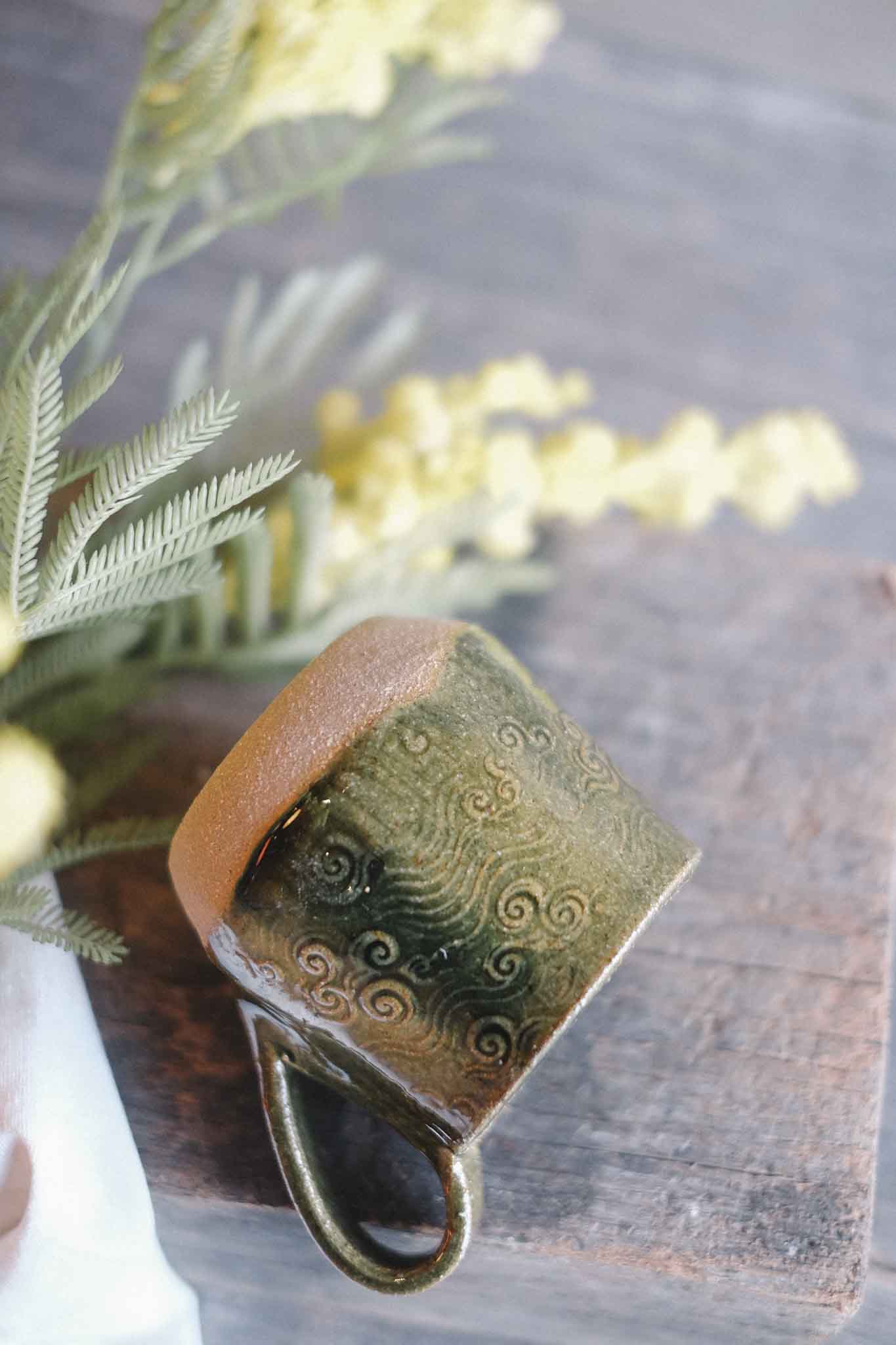 Handbuilt Ceramic Mug — Jade Pattern