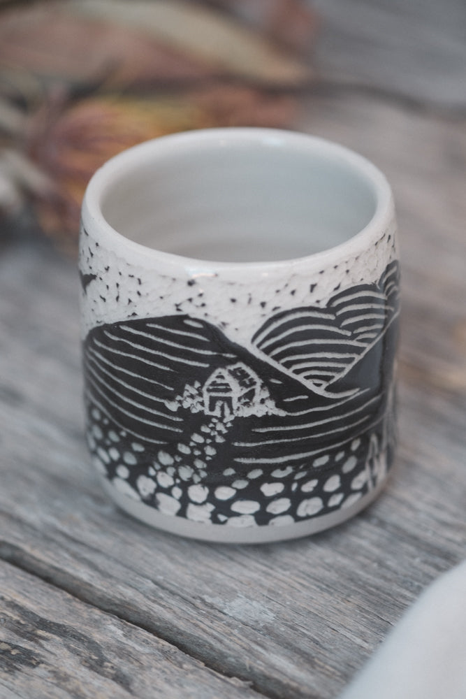 Carved Coastal Scene Latte Cup