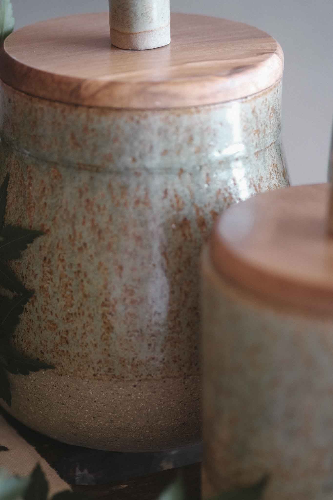 Jars w/ Sassafras Lid and Ceramic Knob