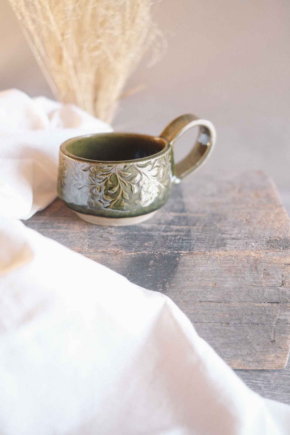Handbuilt Ceramic Cup — Jade Pattern