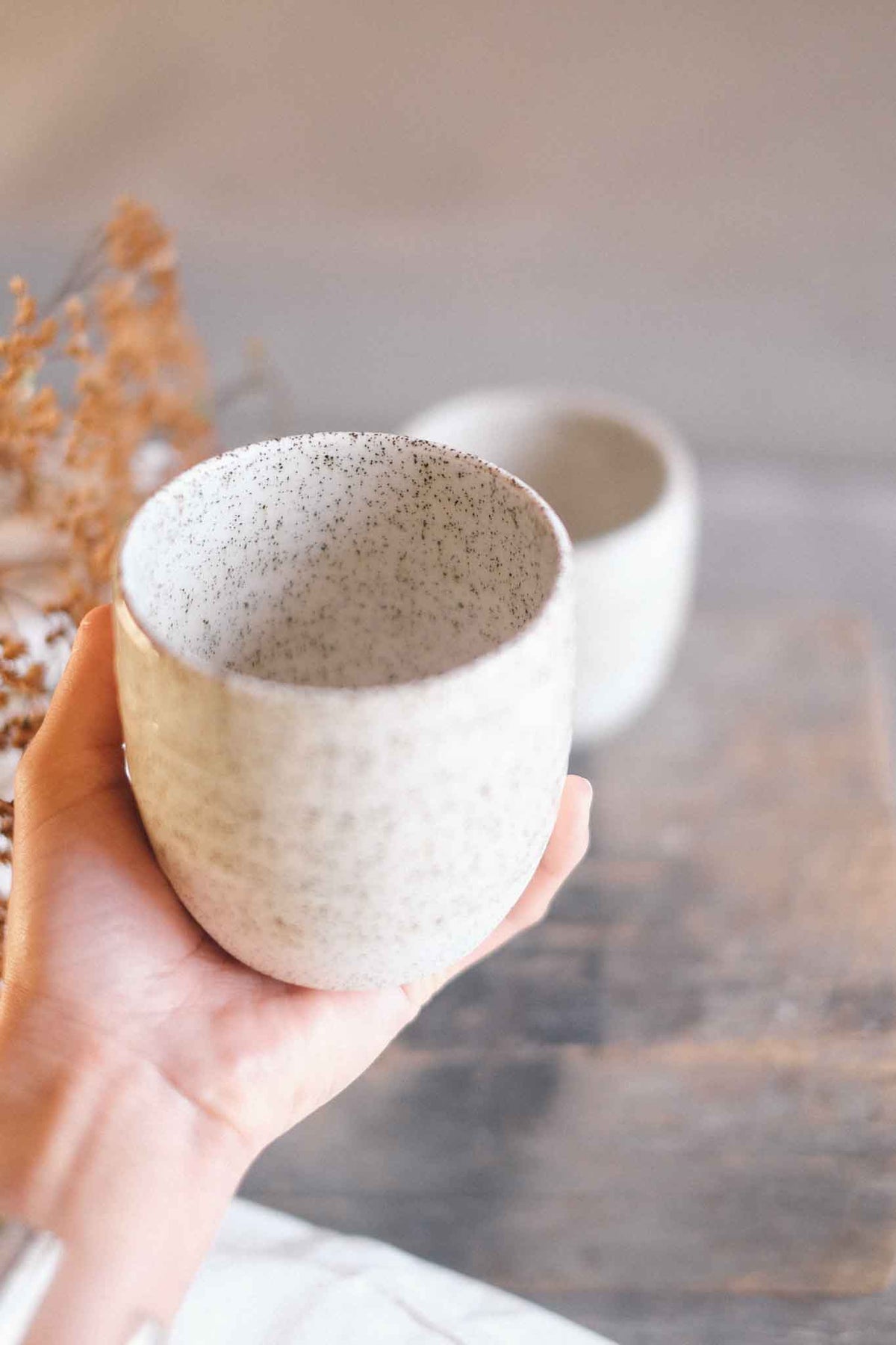 Latte – White Speckle with Crackle Glaze