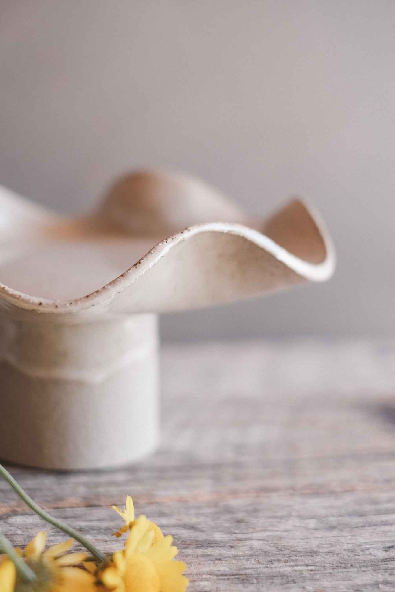 Pedestal Bowl with Organic Ruffle