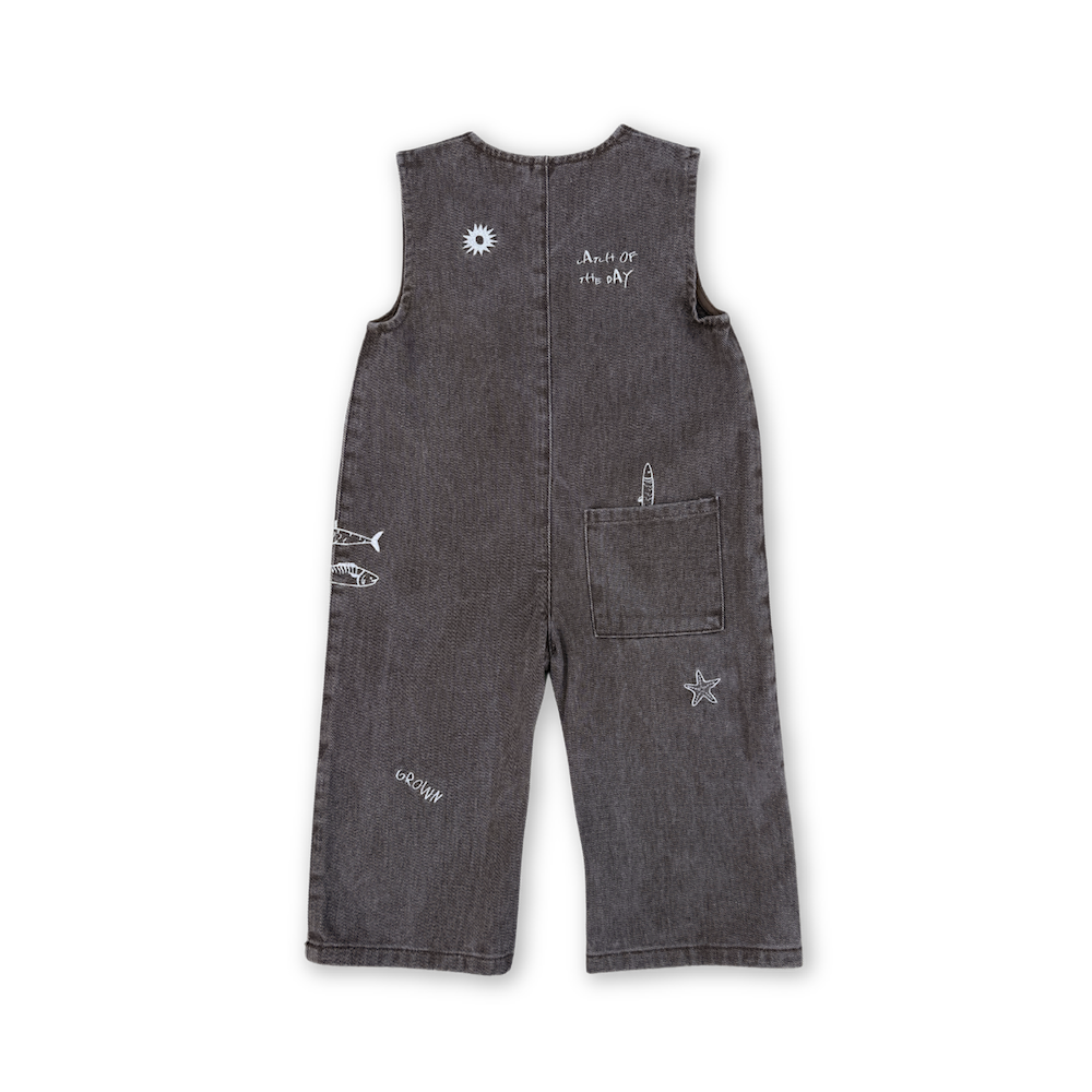 Fishy Business Denim Jumpsuit - Ash
