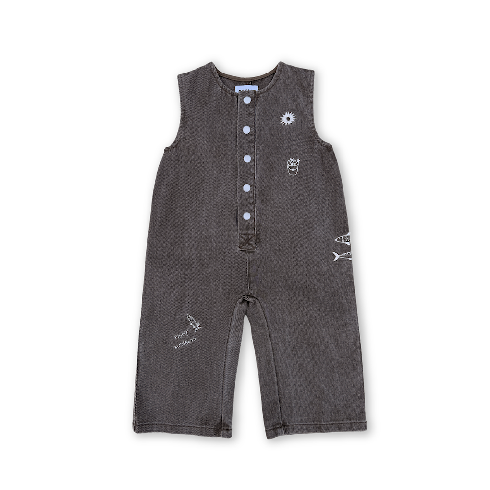 Fishy Business Denim Jumpsuit - Ash