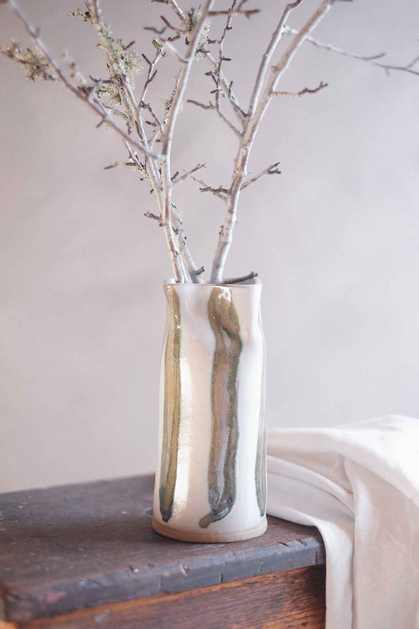Seaweed Stripe Wabi-Sabi Vase — Large 18cm x 8cm