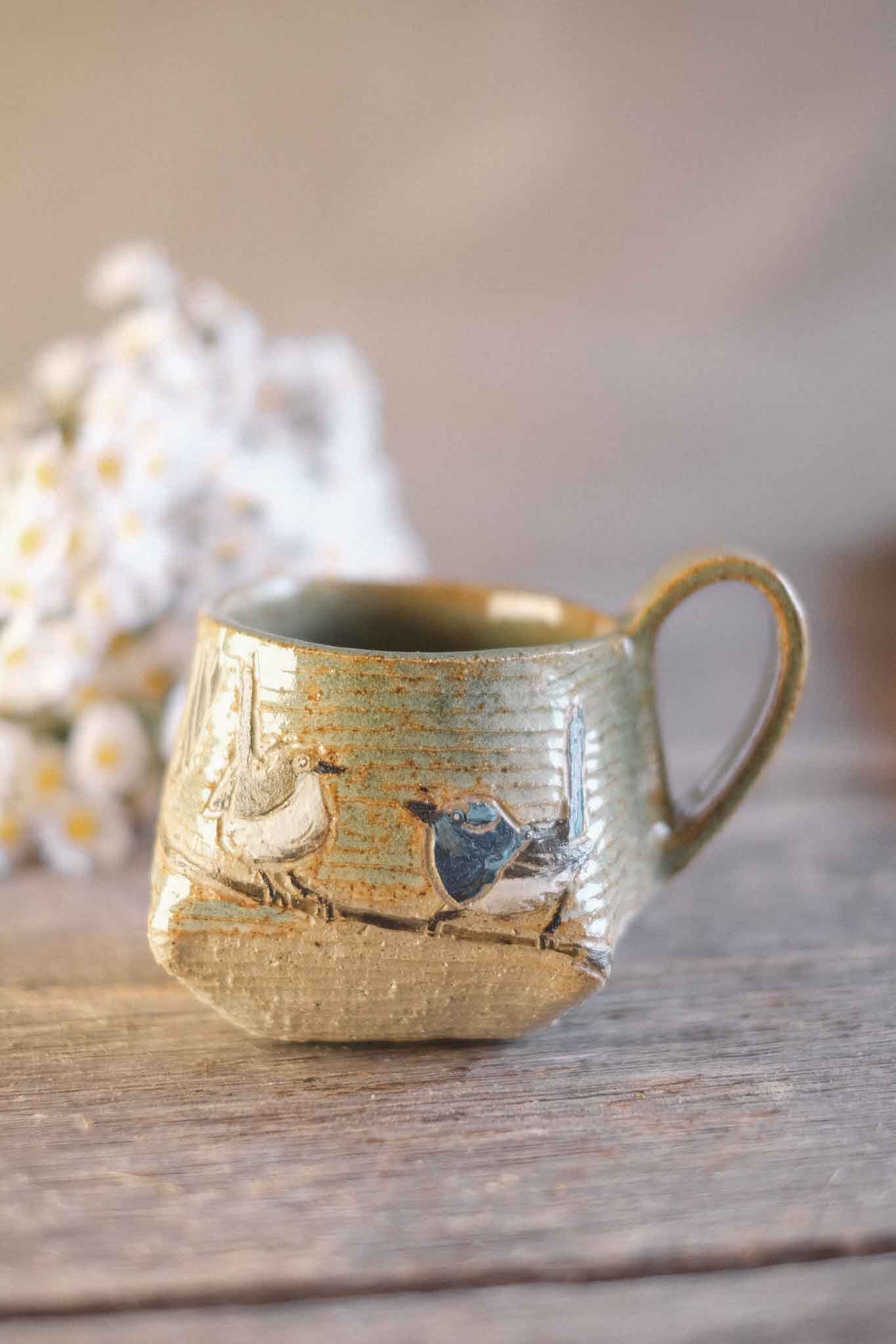 Carved Robin Mug — Sage — Jane Chapman Collaboration