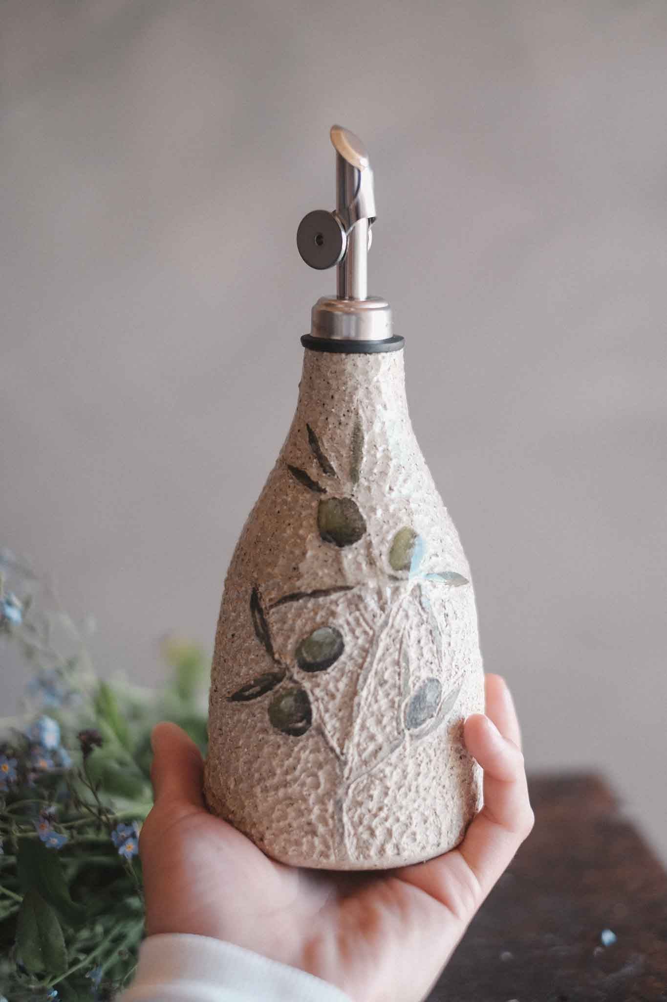 Illustrated Olives Oil Pourer/Cruet - Jane Chapman Collaboration