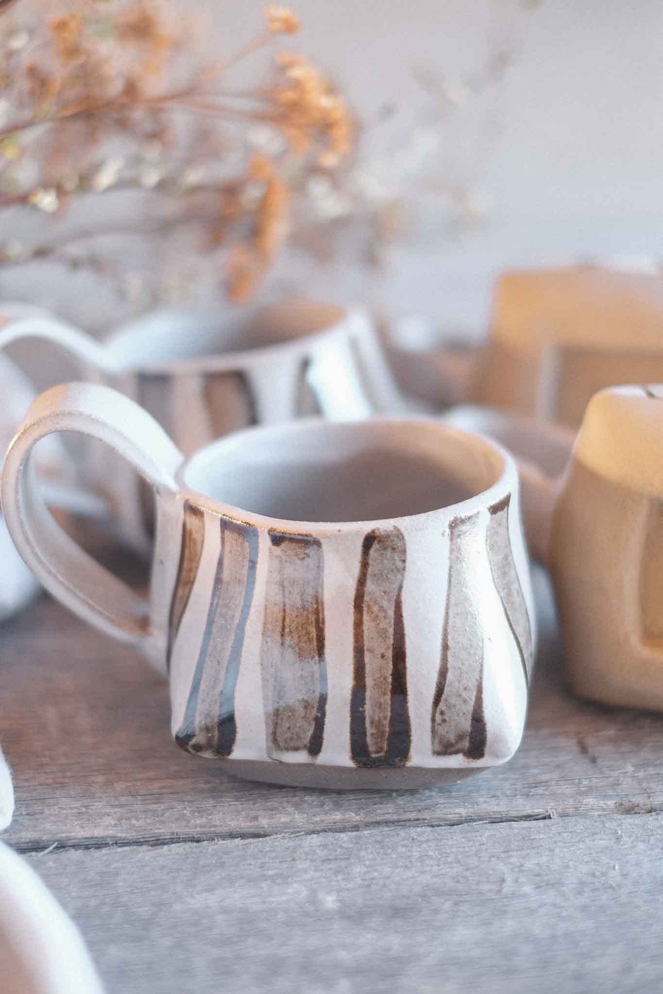 The Folded Mug — Brown Striped 300ml