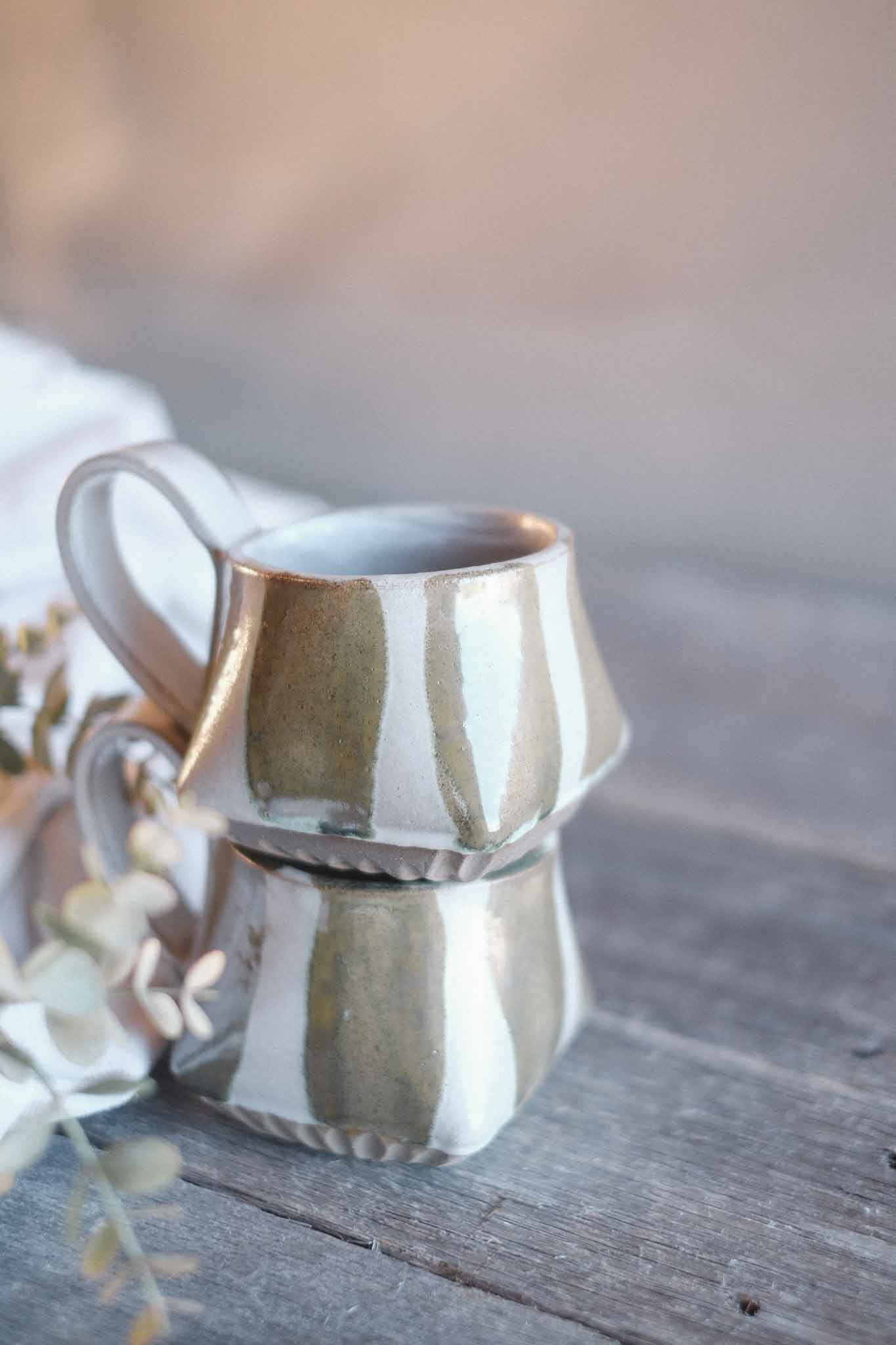 The Folded Mug —  Seaweed Stripe 300ml