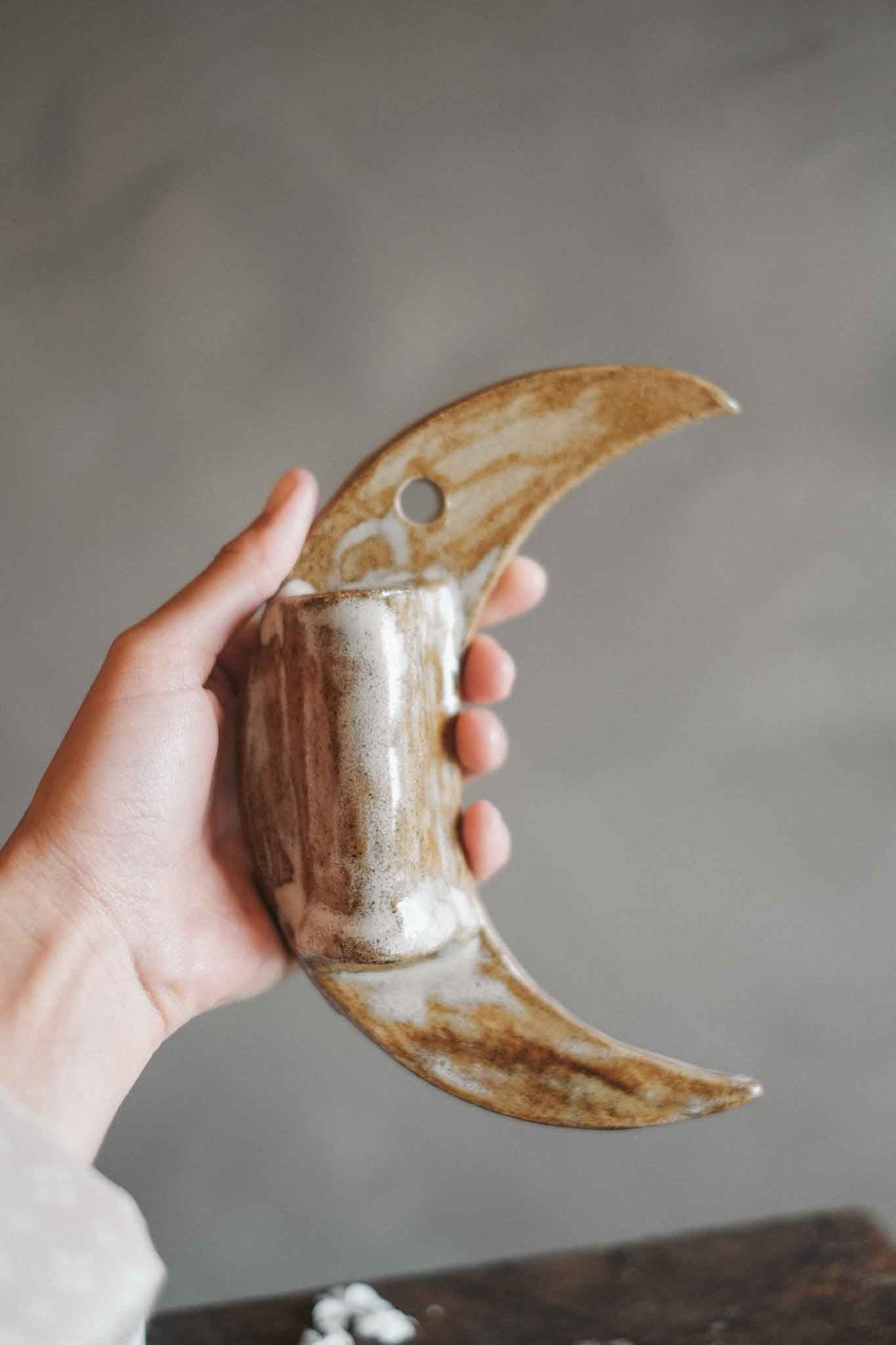 Handcrafted Crescent Moon Wall Planter