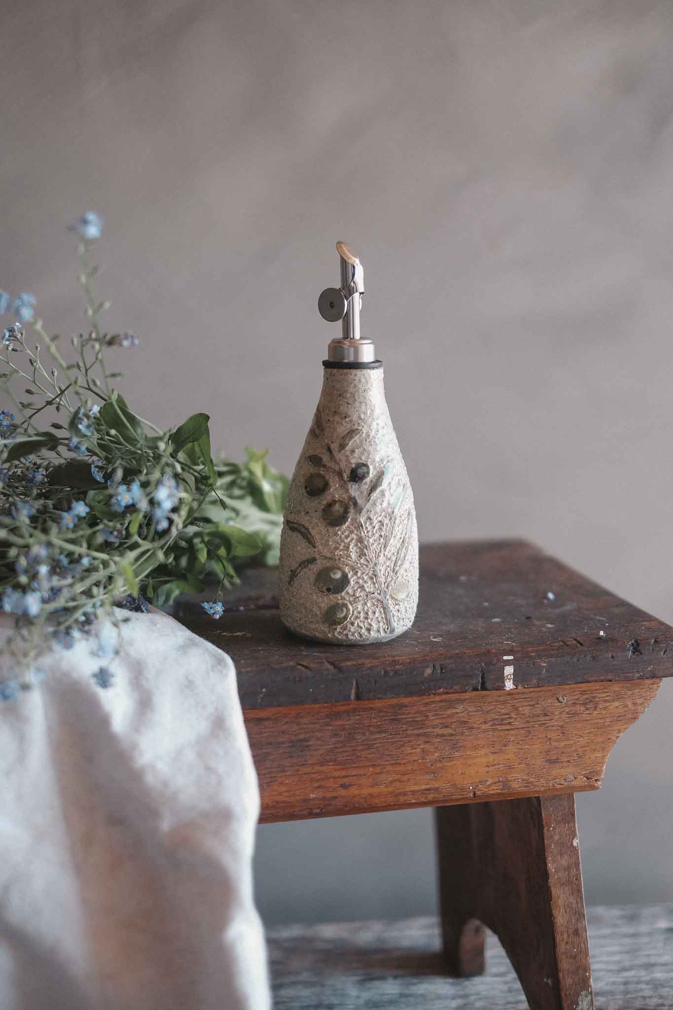 Illustrated Olives Oil Pourer/Cruet - Jane Chapman Collaboration