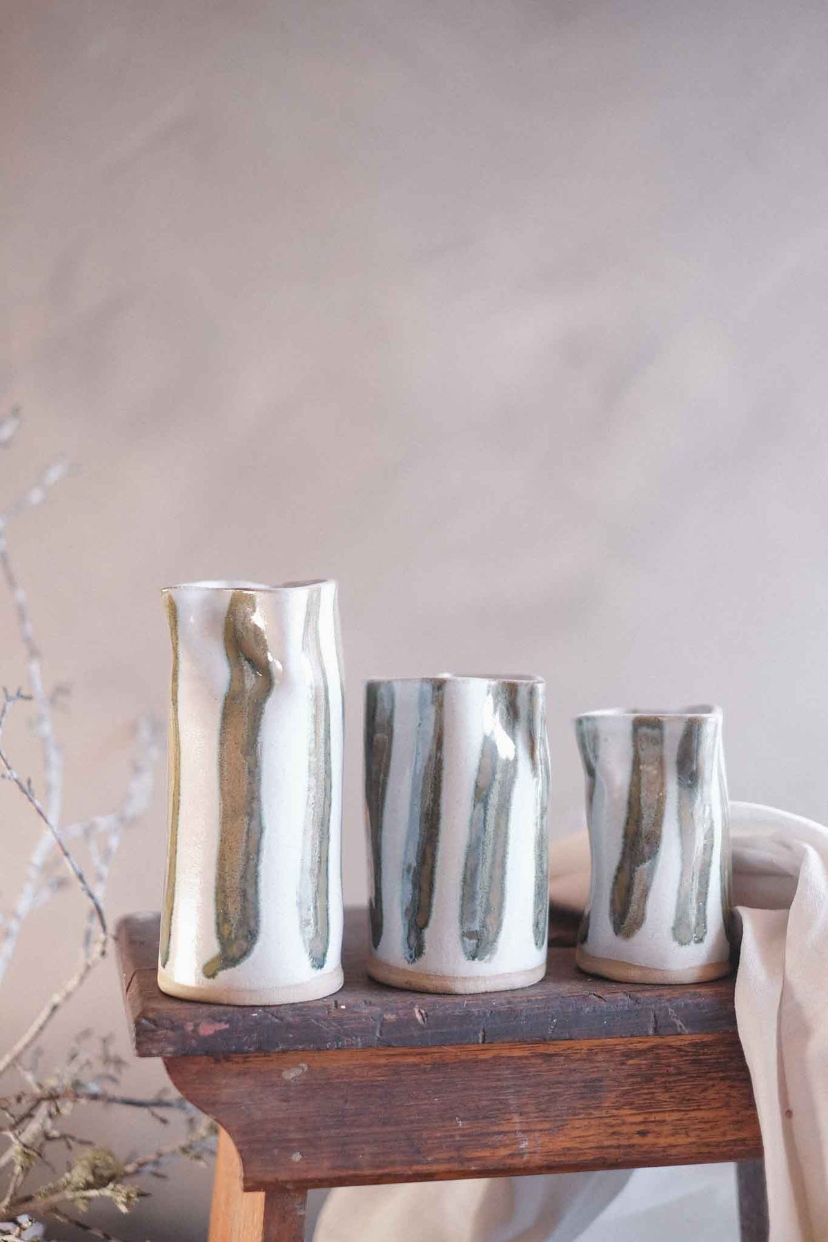 Seaweed Stripe Wabi-Sabi Vase — Small 12cm x 8cm