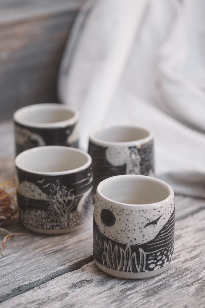 Carved Coastal Scene Latte Cup