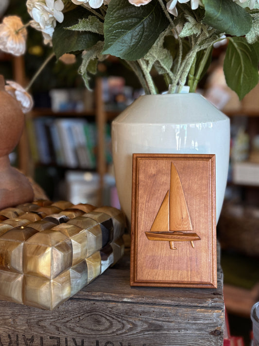 Blackwood Wall Plaque W/ Pine Yacht