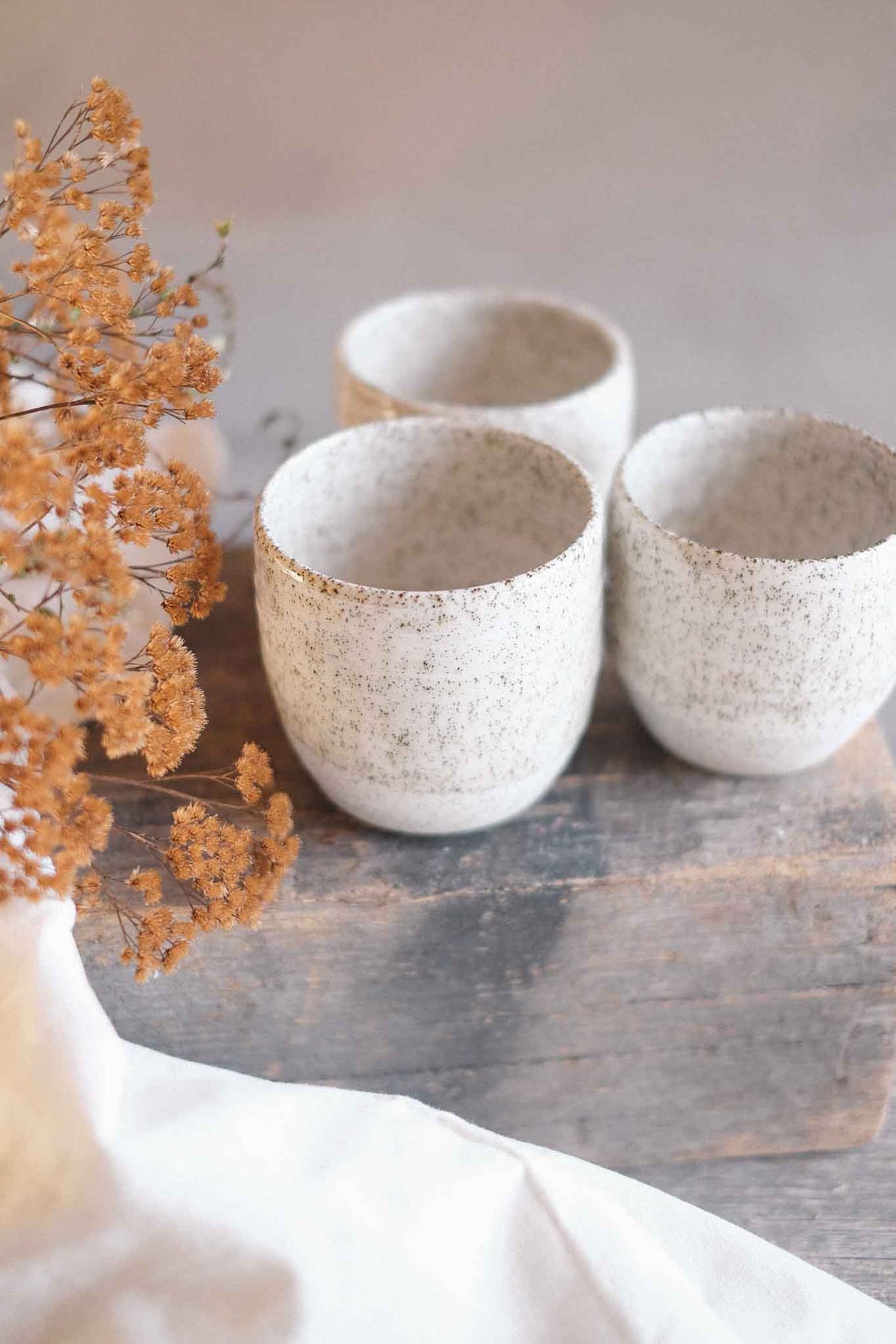 Latte – White Speckle with Crackle Glaze