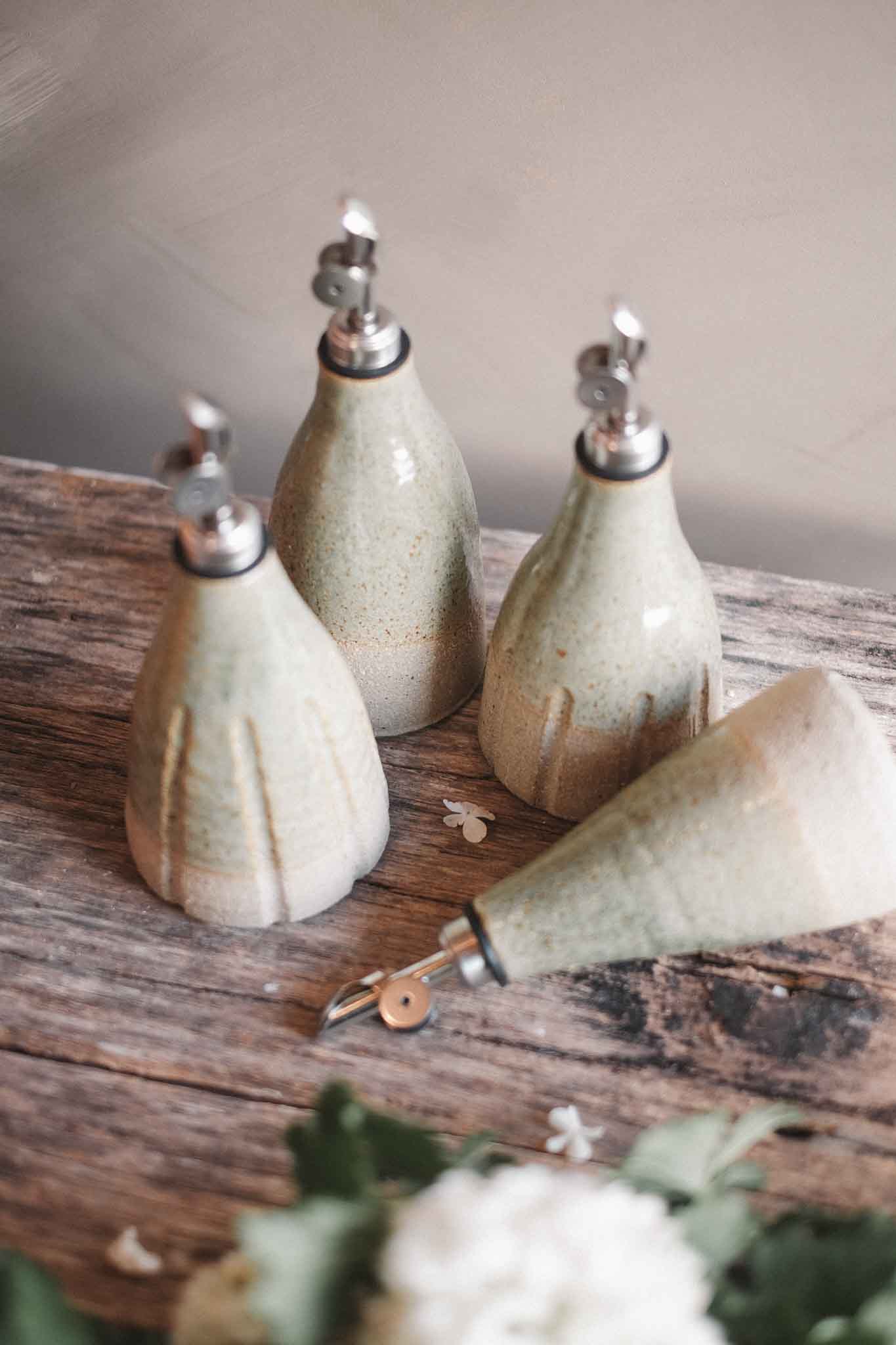 Wild Clay Oil Cruet – Handcrafted Elegance | Sage