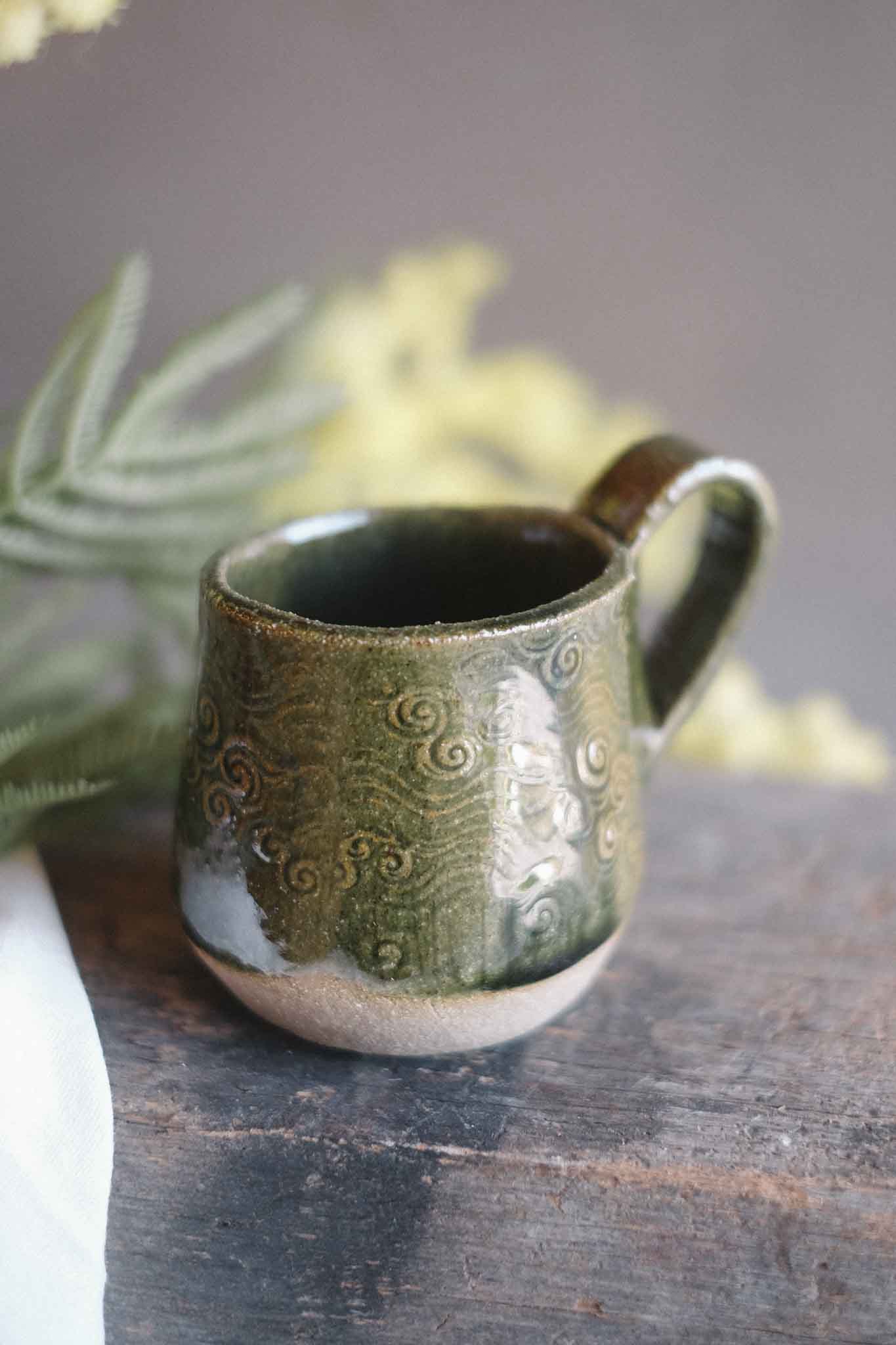 Handbuilt Ceramic Mug — Jade Pattern