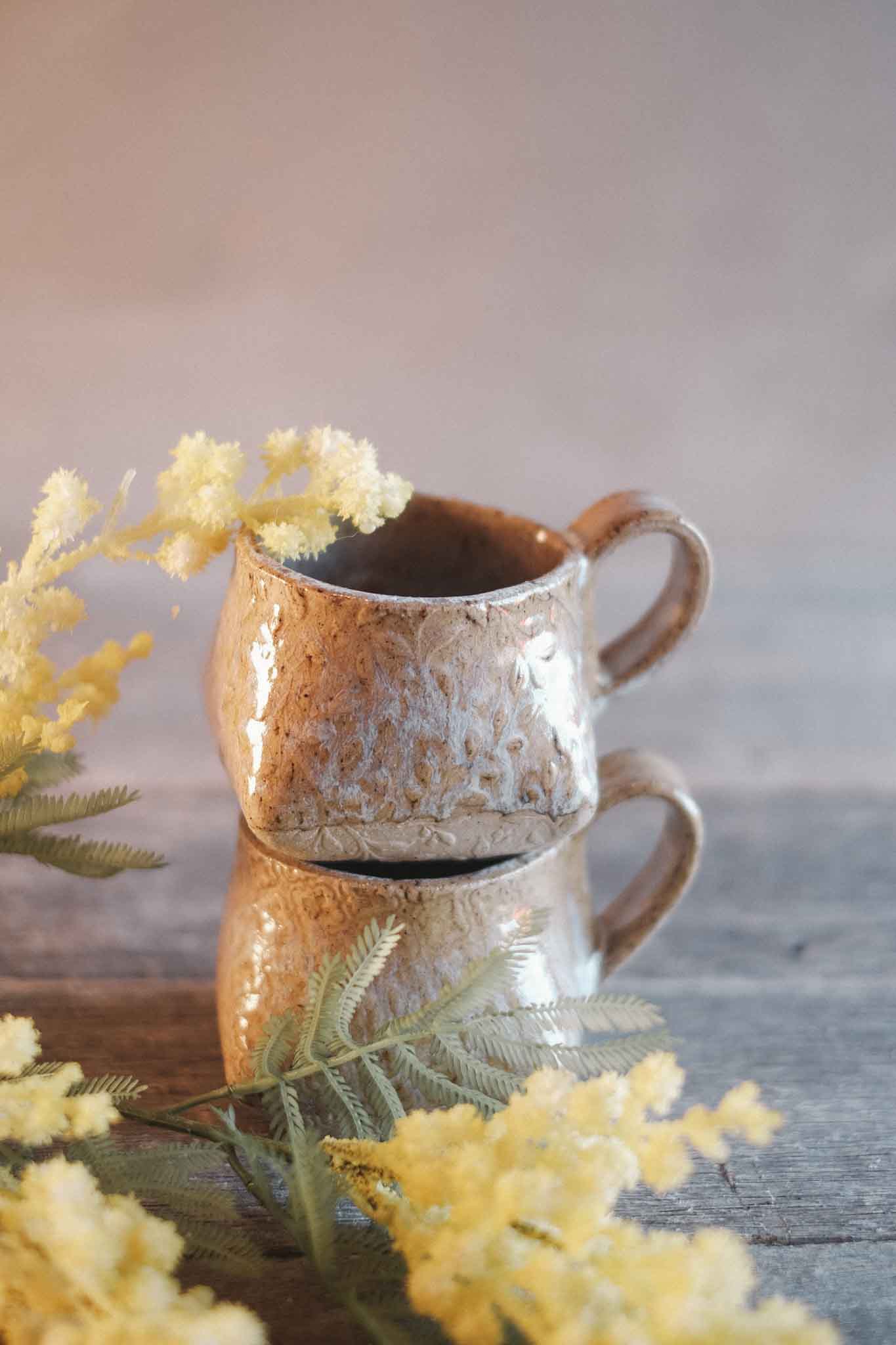 The Folded Mug — Opal Crackle Glaze