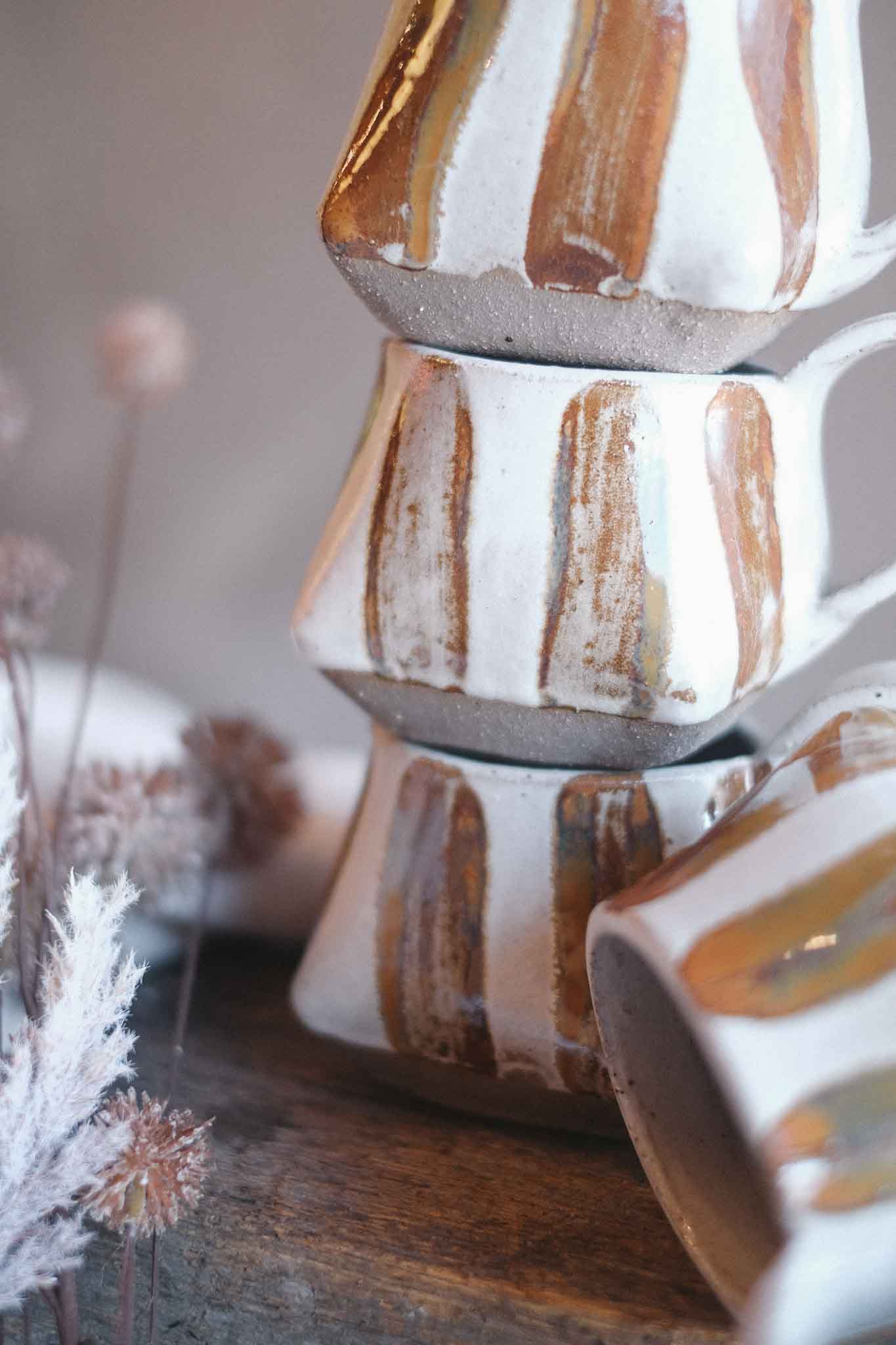 The Folded Mug — Lichen Striped