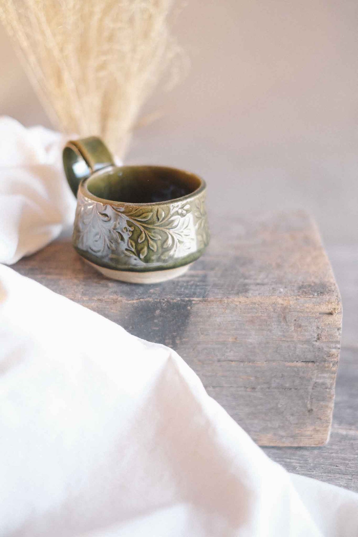 Handbuilt Ceramic Cup — Jade Pattern