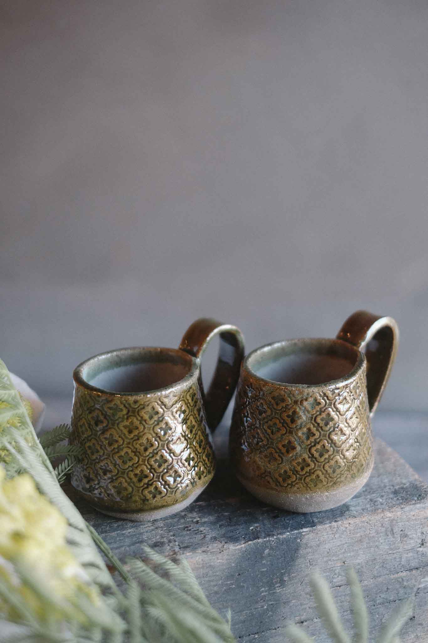 Handbuilt Ceramic Mug — Jade Pattern