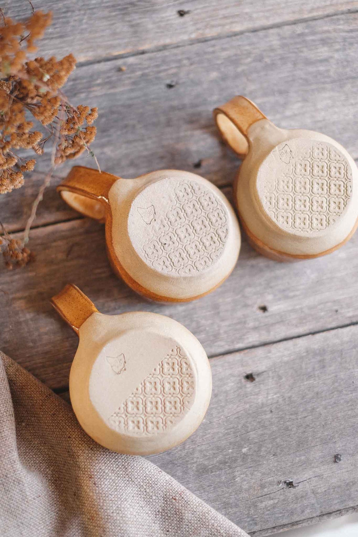 Handbuilt Ceramic Cup — Lichen Pattern — 250ml
