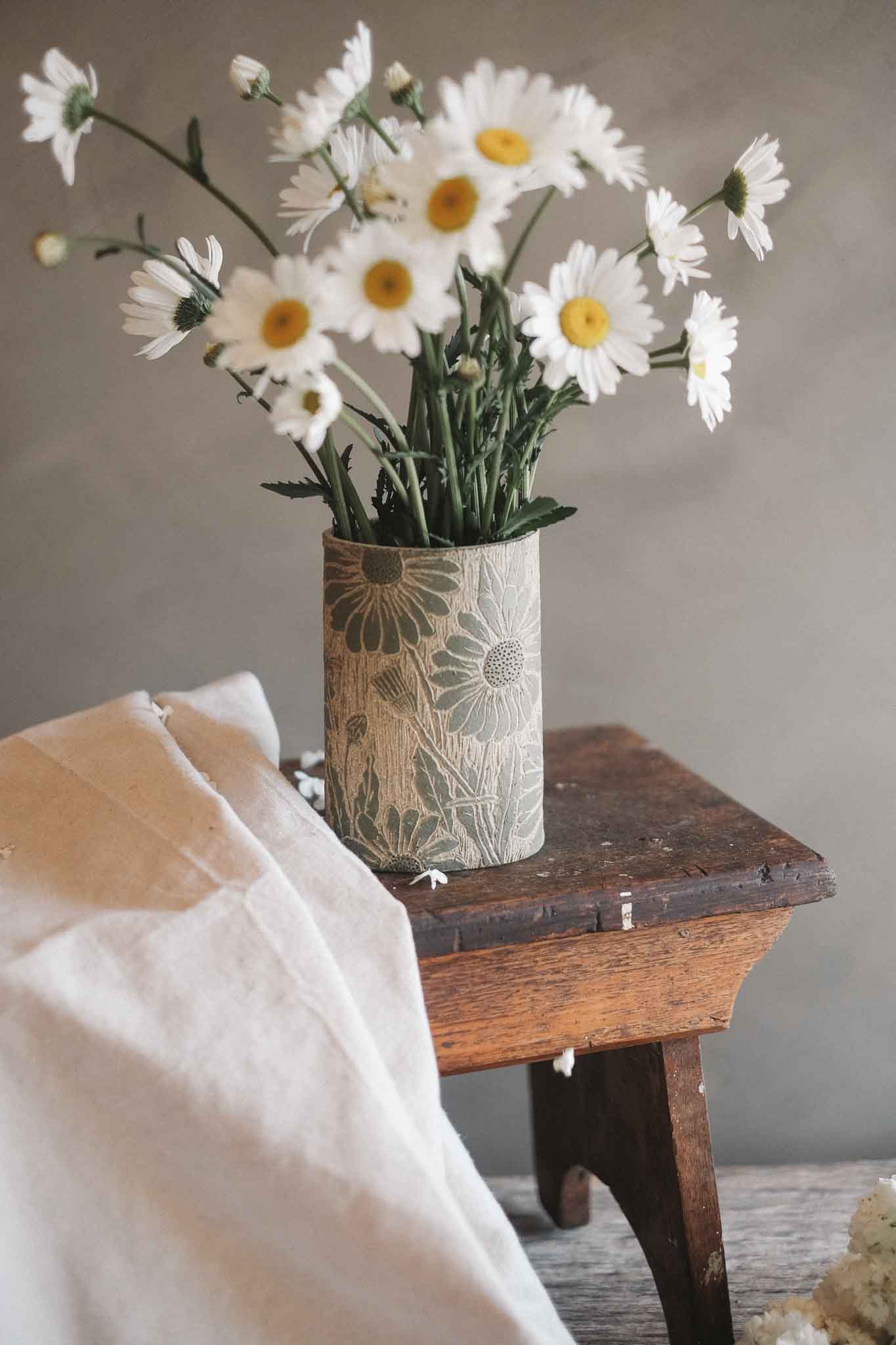 Green Botanical Carved Vase | Jane Chapman Collaboration