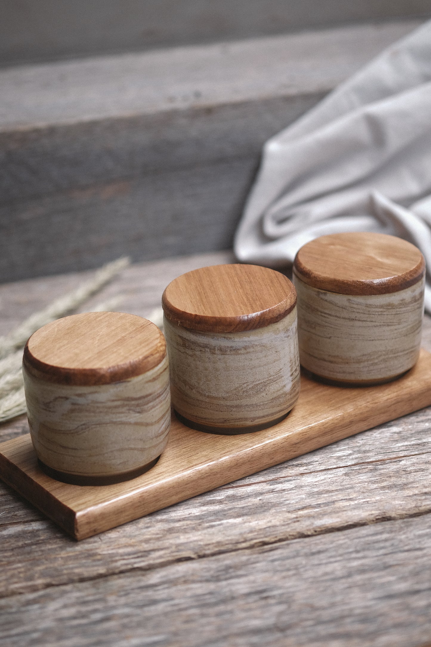 Wild Clay Jar Trio with Tas Oak Lids