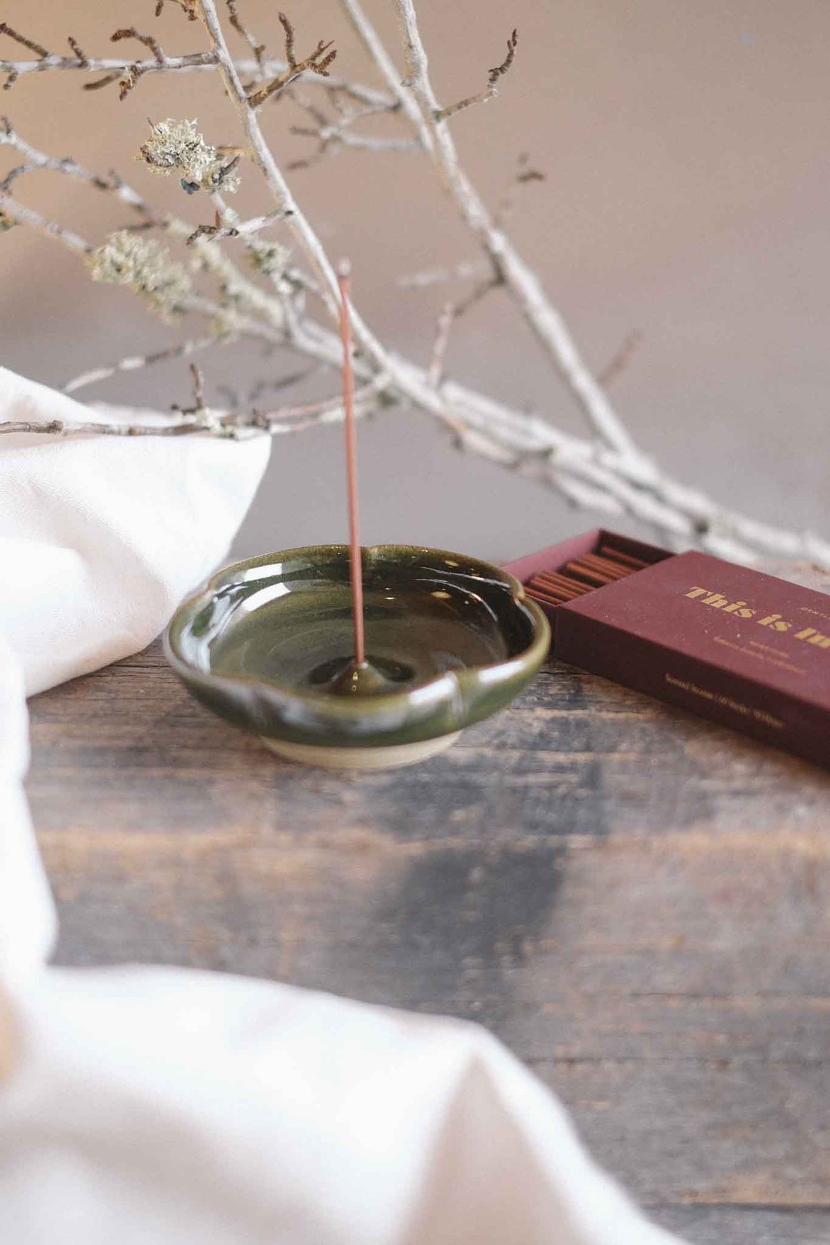 Incense Dish — Jade Floral