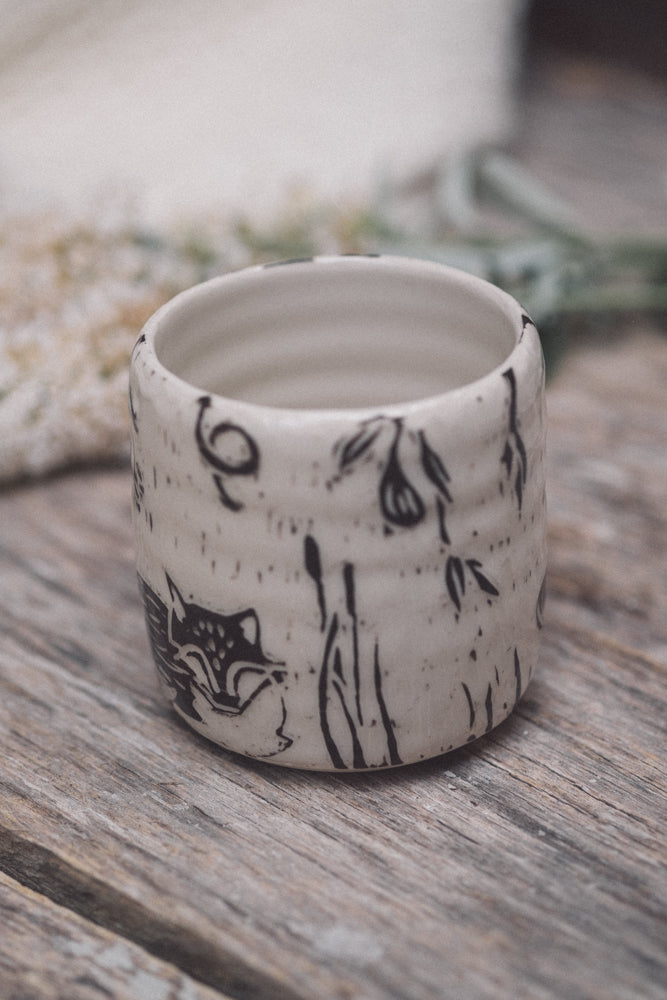 Foxes Hand Carved Latte Cup