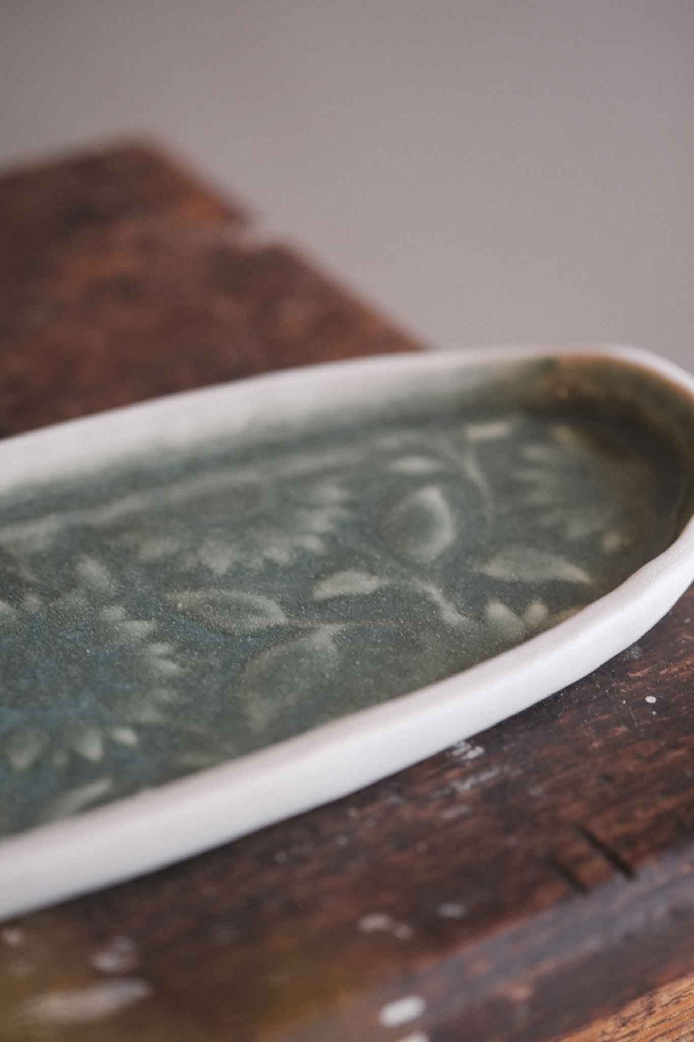 Floral Pattern Oblong Dish