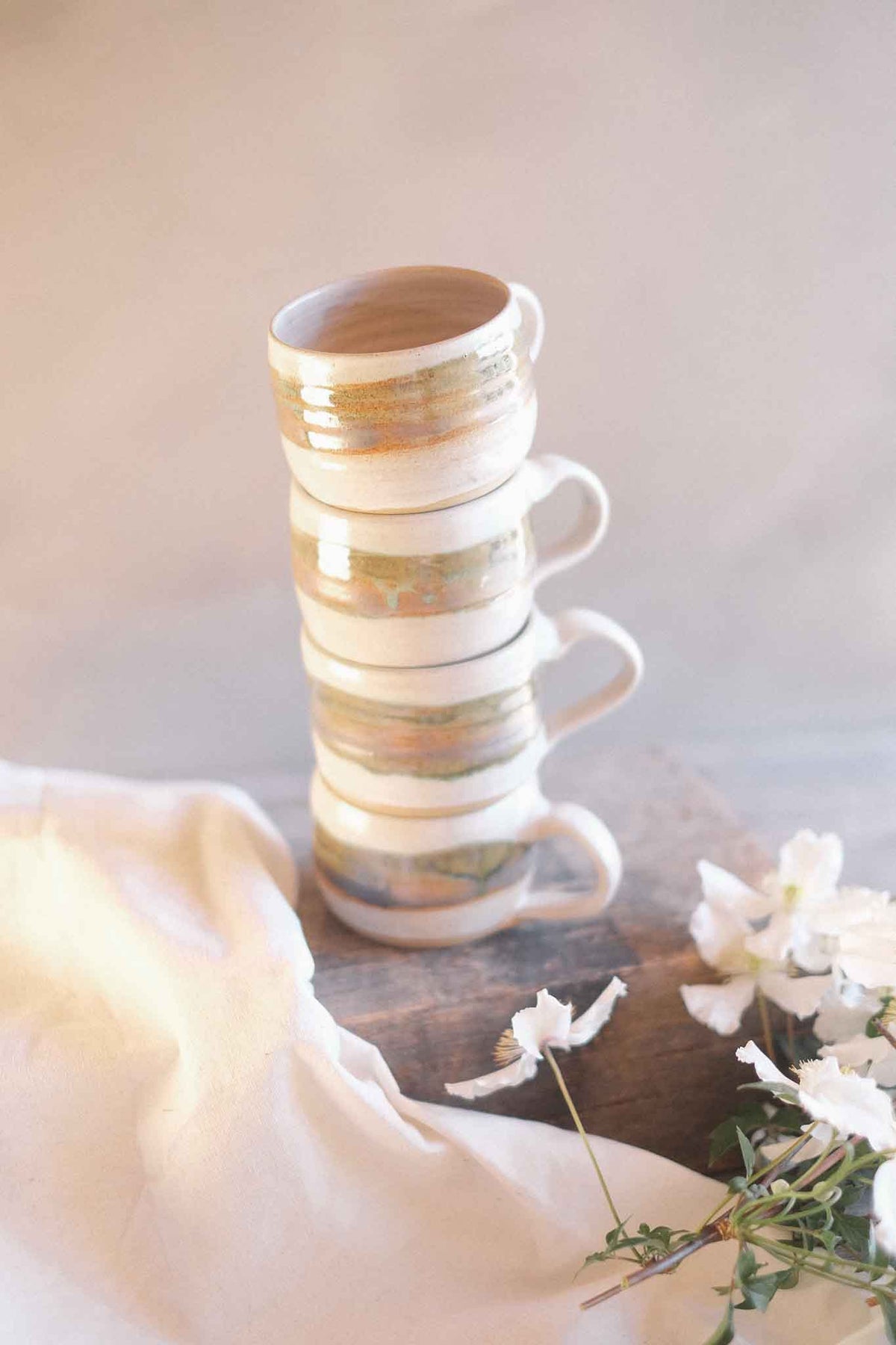 Wheel-thrown Seaweed Landscape Mug – 300–330ml