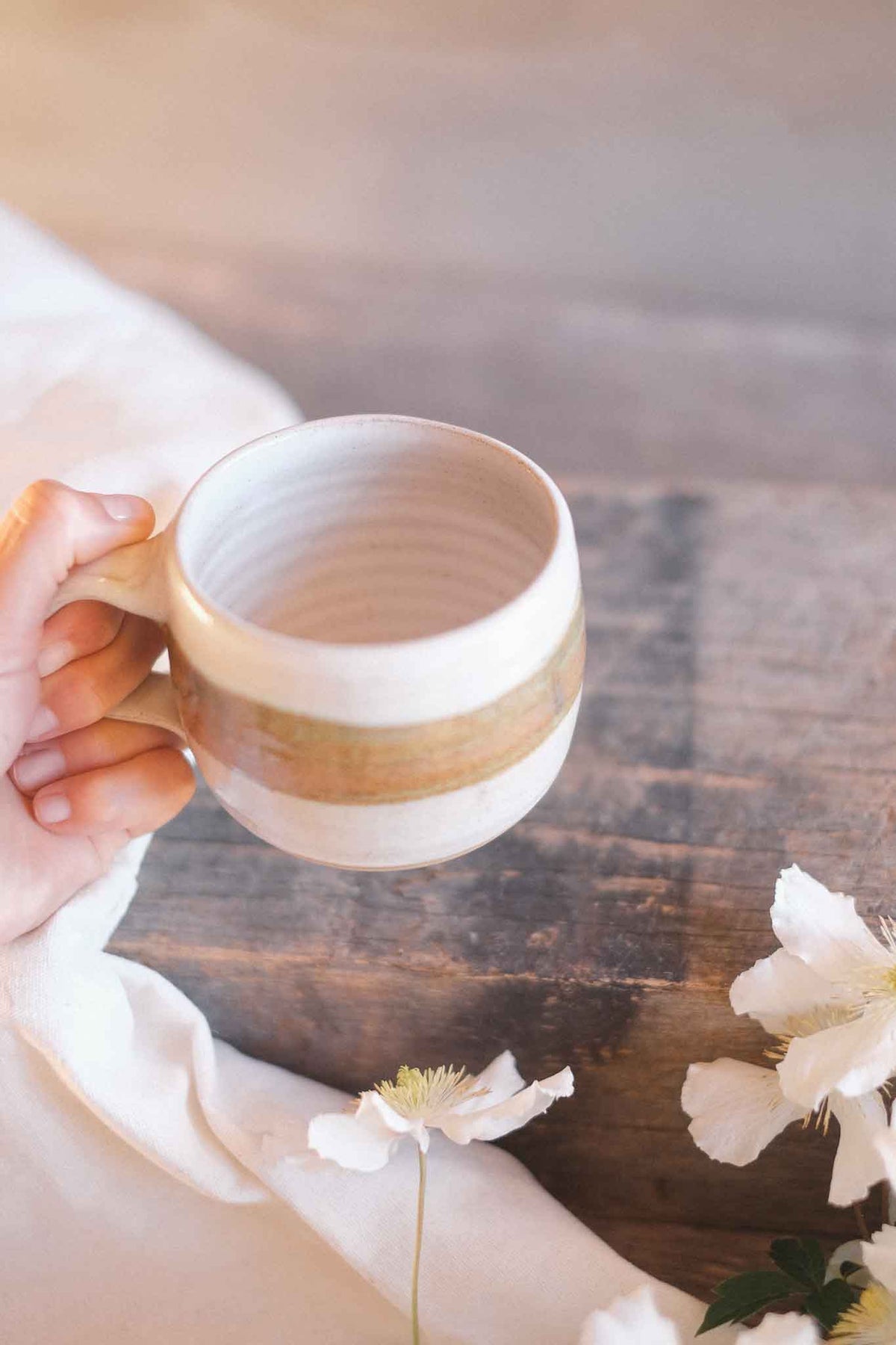 Wheel-thrown Seaweed Landscape Mug – 300–330ml
