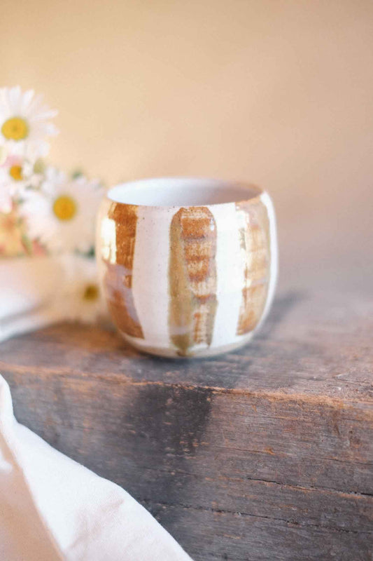 Latte Cup – Brown Stripes – 300–330ml