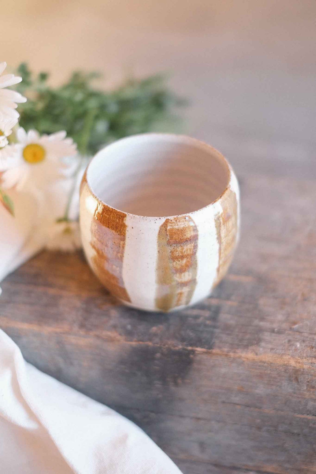 Latte Cup – Brown Stripes – 300–330ml