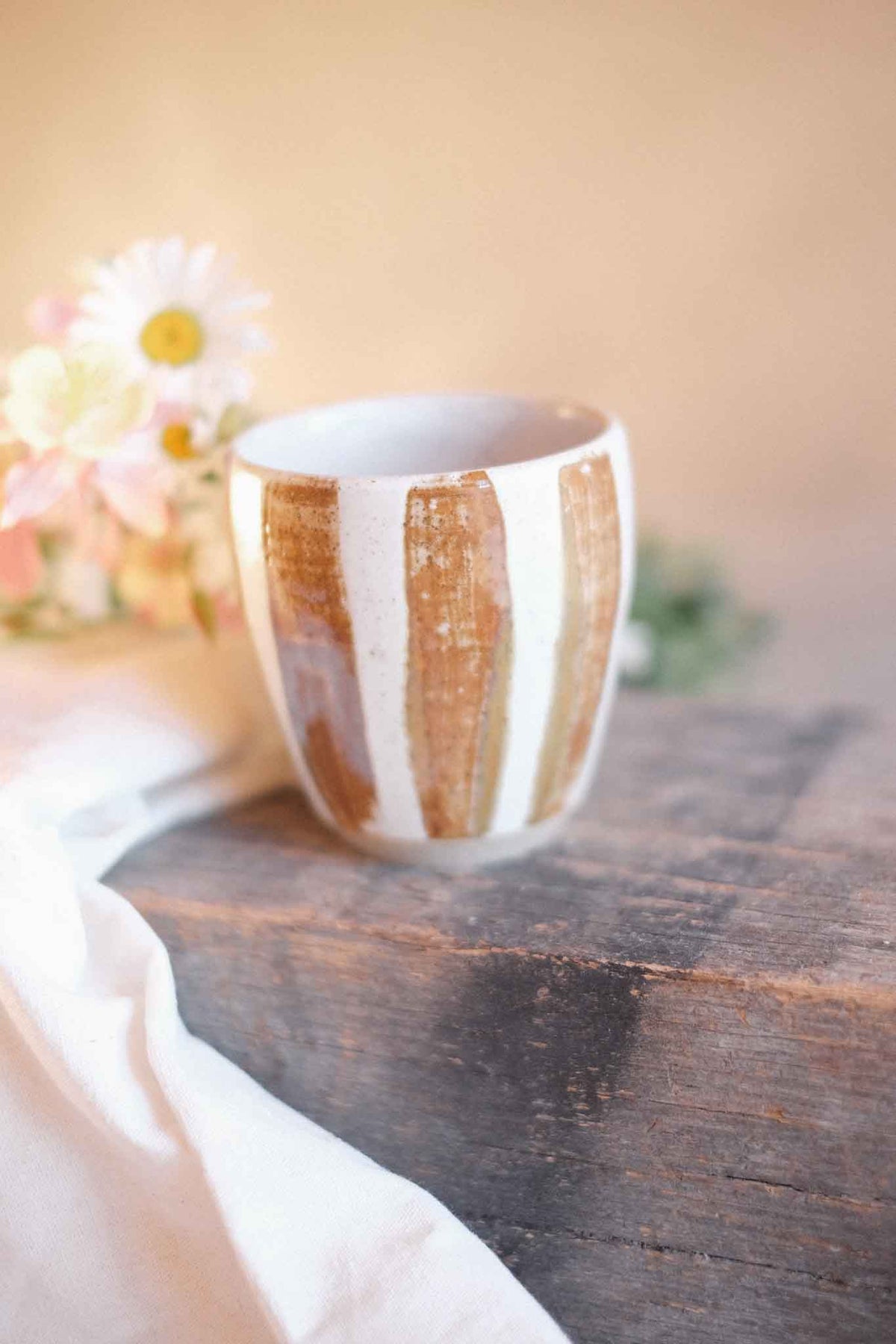 Latte Cup – Brown Stripes – 300–330ml