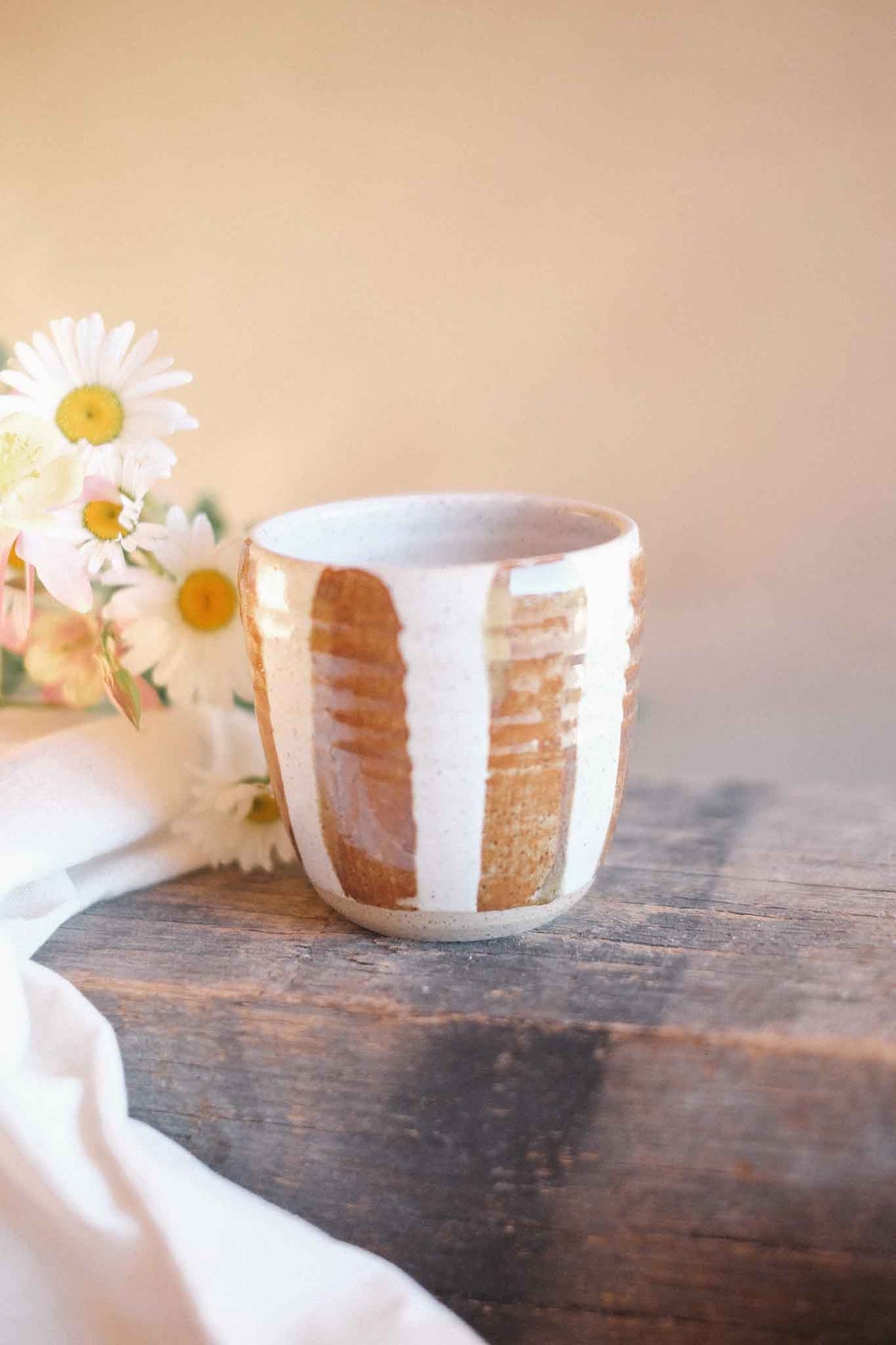 Latte Cup – Brown Stripes – 300–330ml