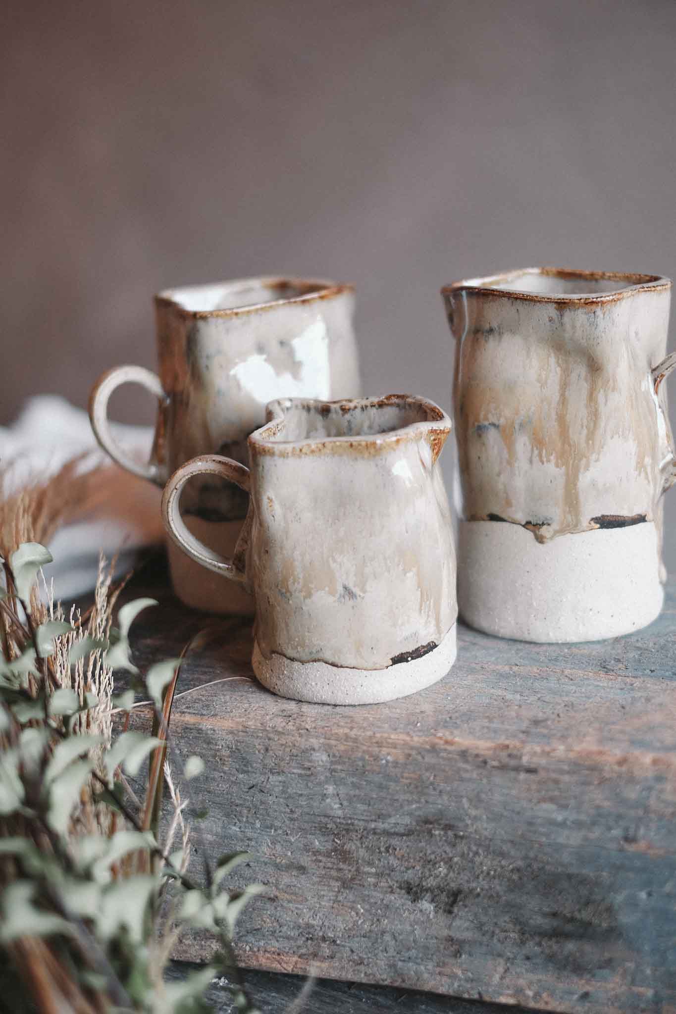 Handled Ruffle Vase — Wabi-Sabi Milk Jug Form — Small