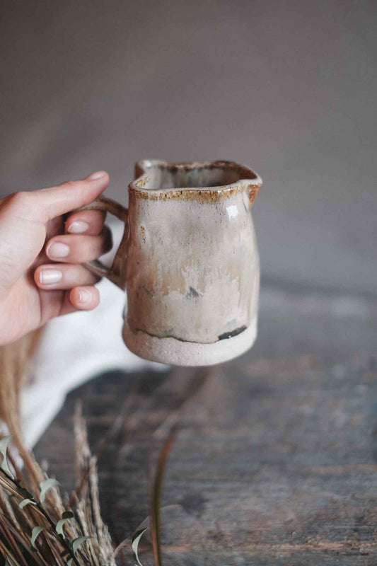 Handled Ruffle Vase — Wabi-Sabi Milk Jug Form — Small