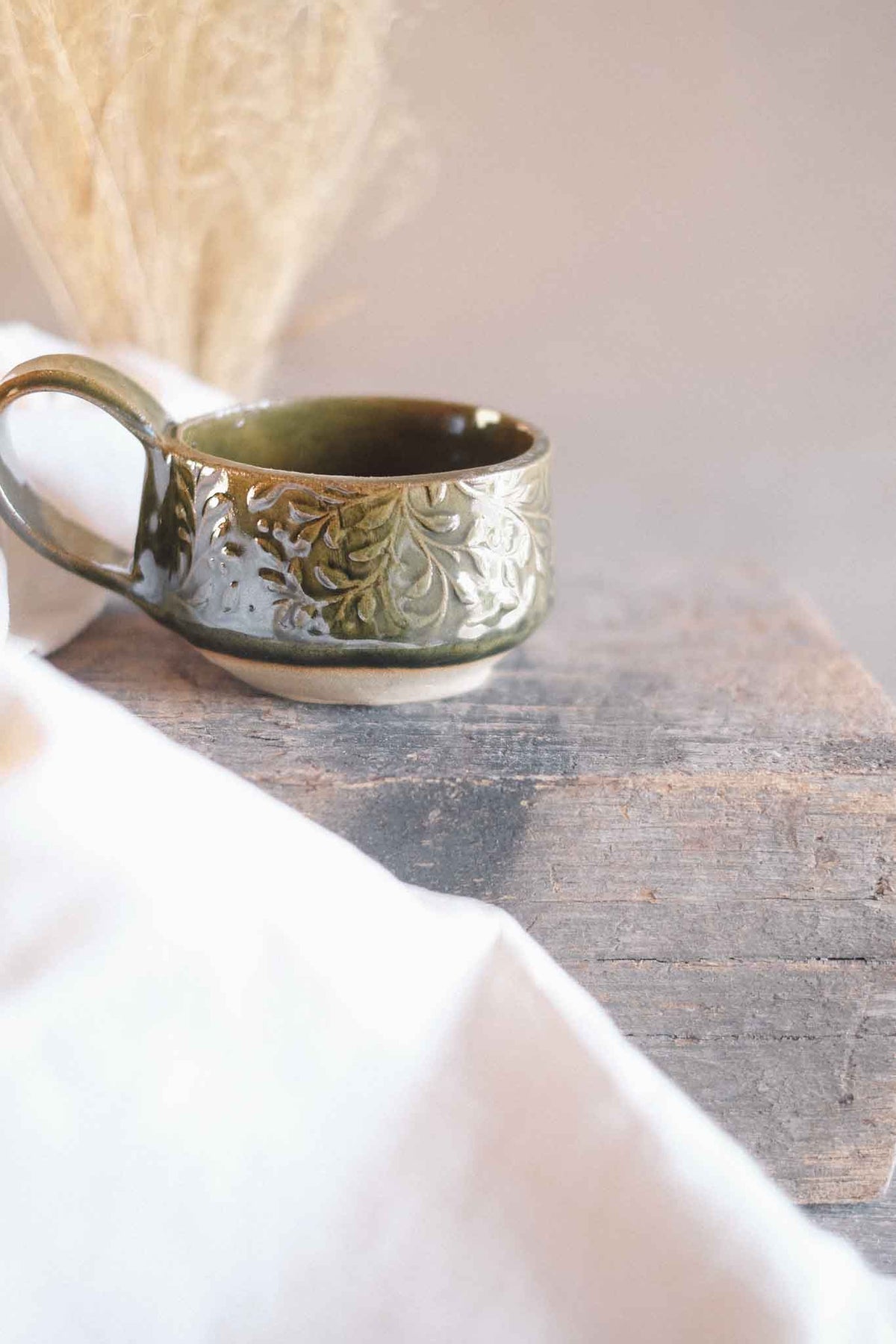 Handbuilt Ceramic Cup — Jade Pattern