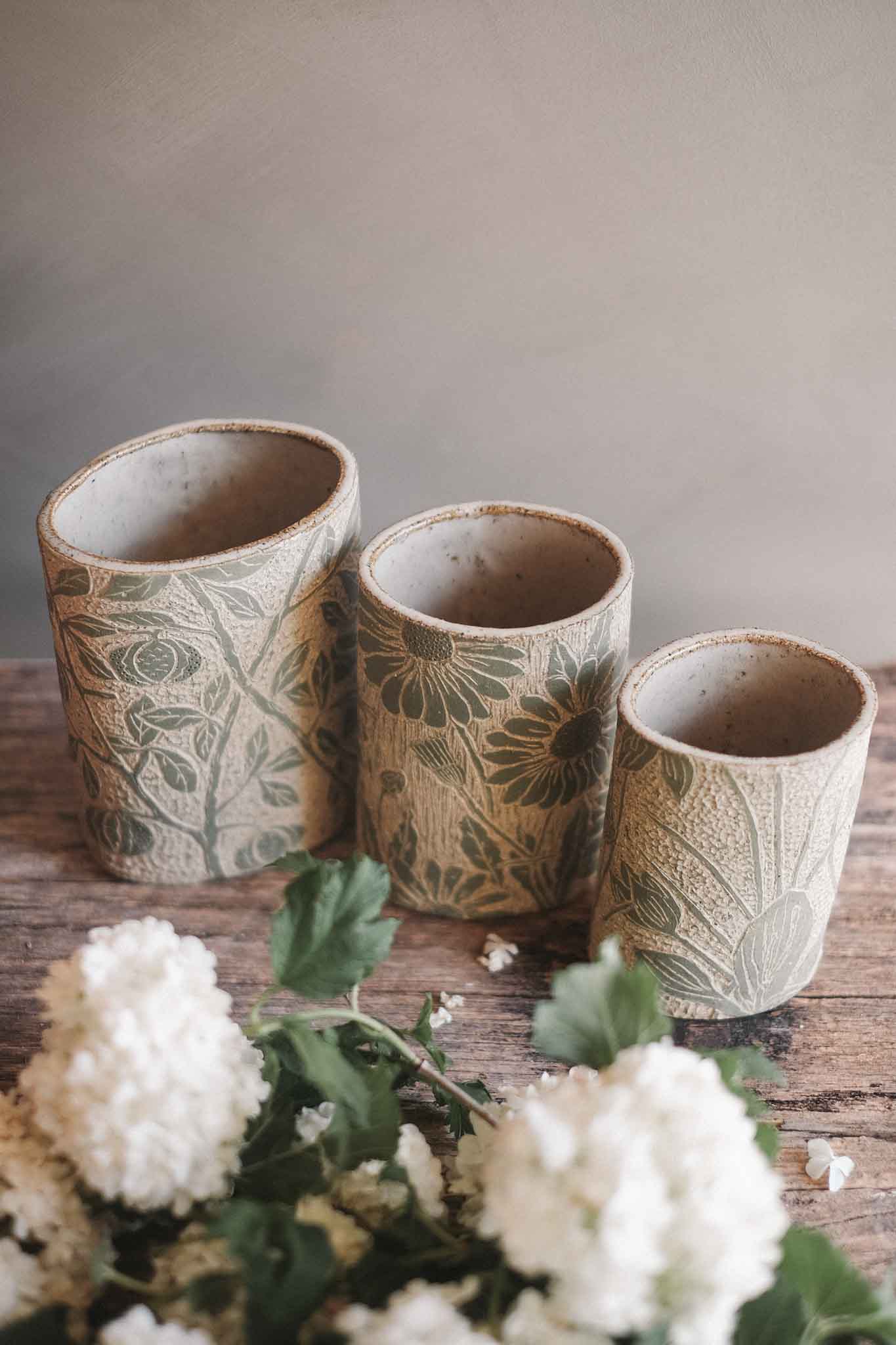 Green Botanical Carved Vase | Jane Chapman Collaboration