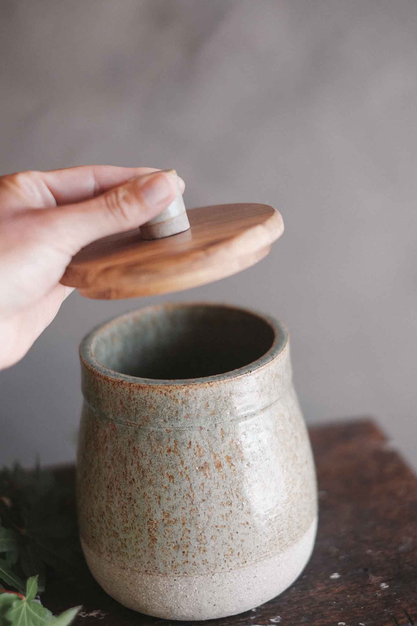 Jars w/ Sassafras Lid and Ceramic Knob