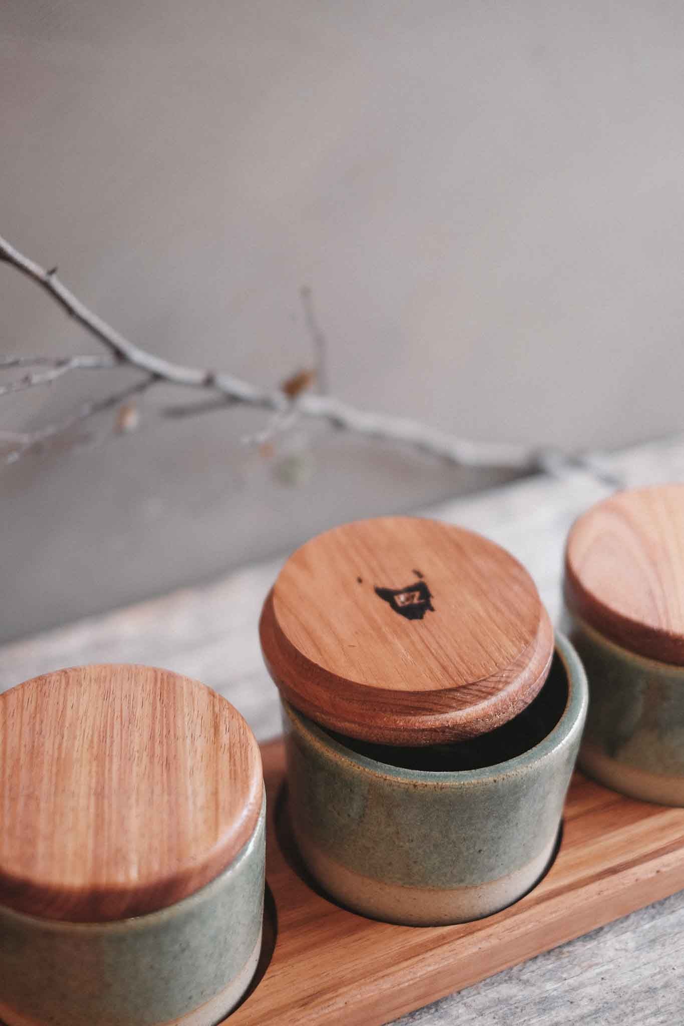 Three-Piece Pantry Jar Set — Blackwood & Wild Clay (40 × 15 × 13cm)