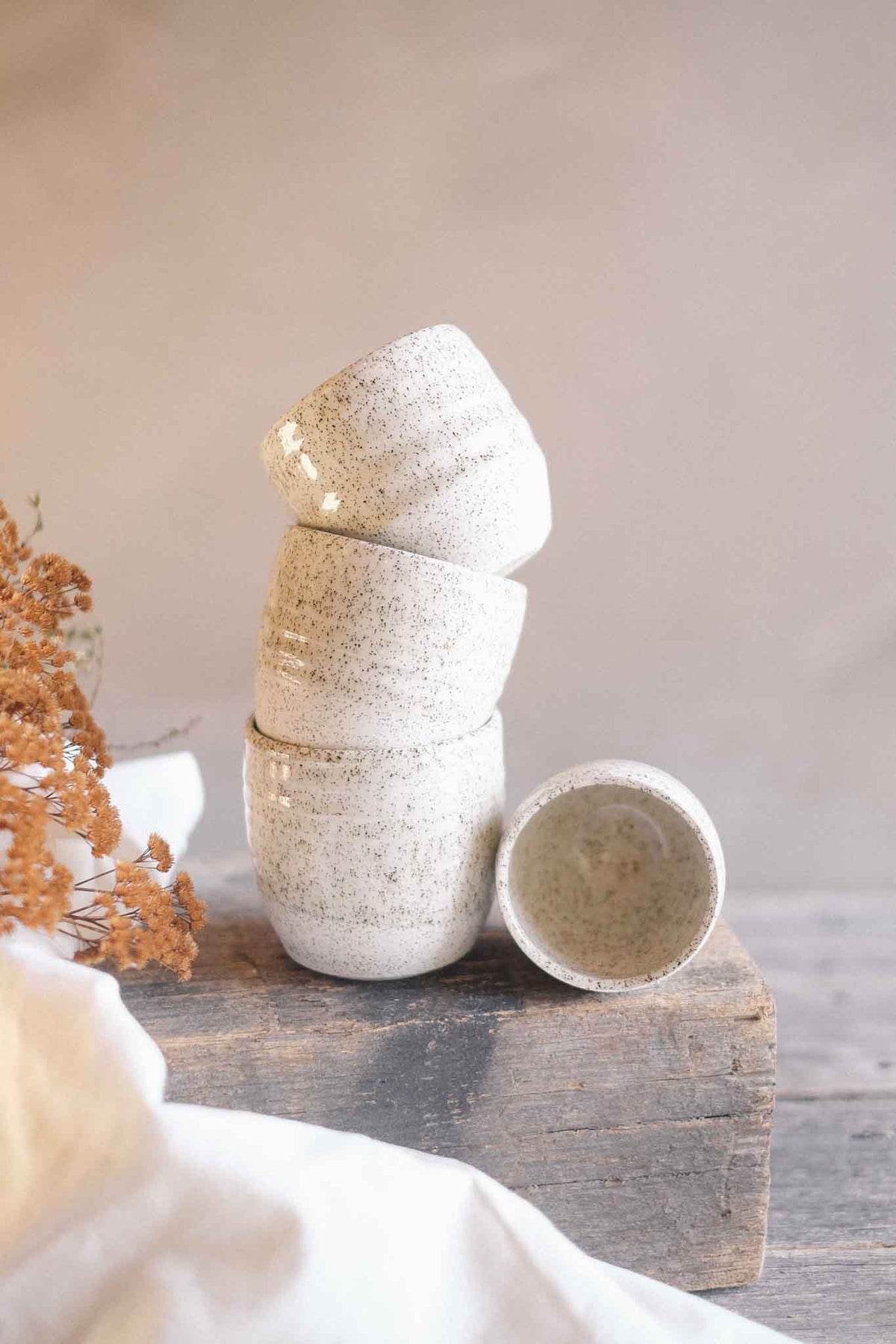 Latte – White Speckle with Crackle Glaze