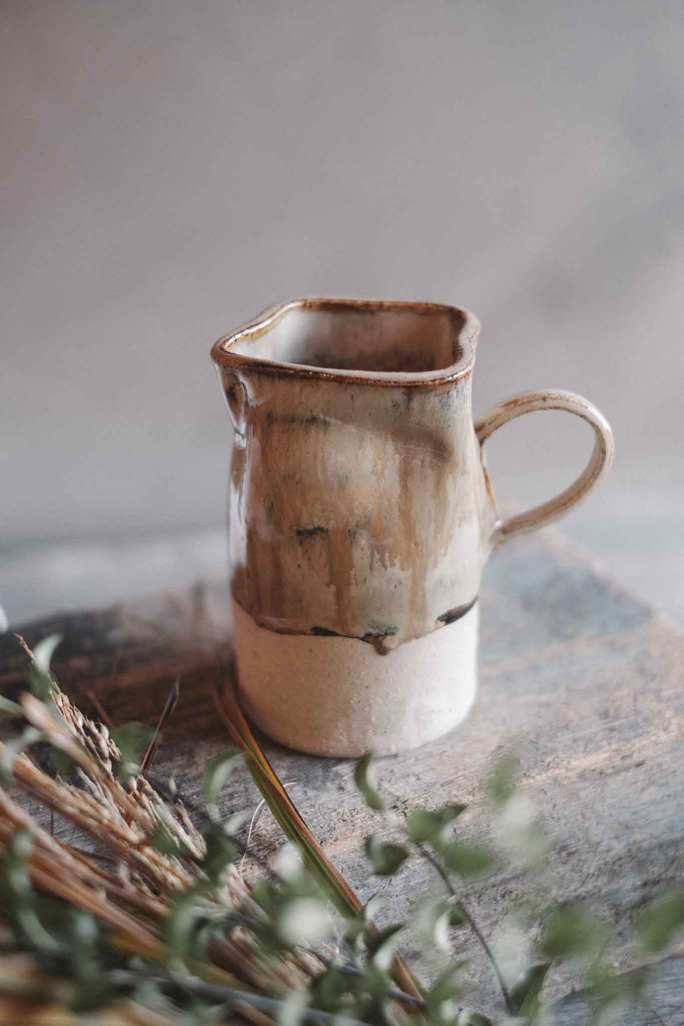 Handled Ruffle Vase — Wabi-Sabi Milk Jug Form — Medium